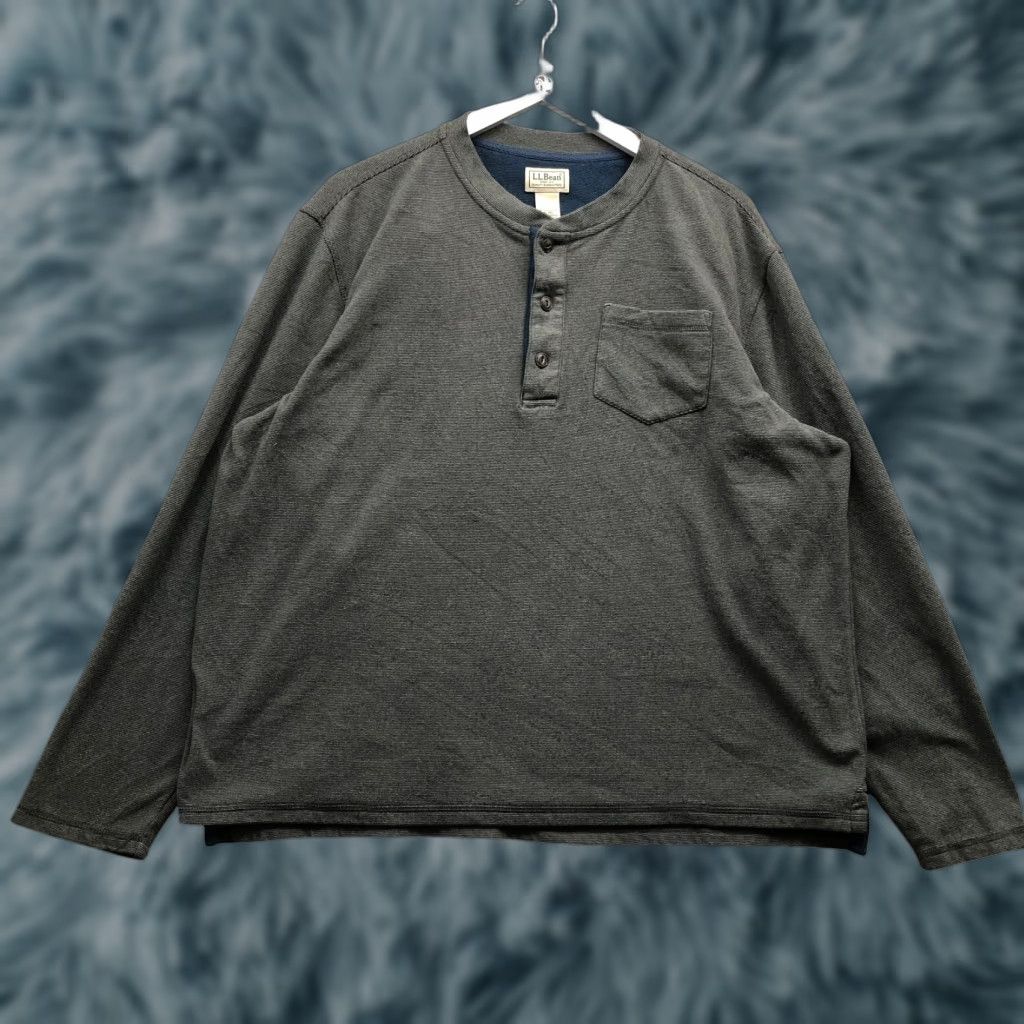 Vintage LL Bean Fleece Layering Long Sleeve Henley Shirt Mens XL Mariner Blue Striped Size US XL / EU 56 / 4 - 1 Thumbnail