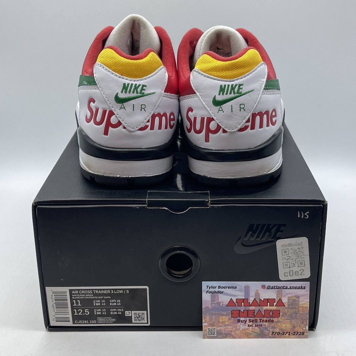 Nike Supreme x air cross trainer 3 low white university gold Size US 11 / EU 44 - 3 Thumbnail