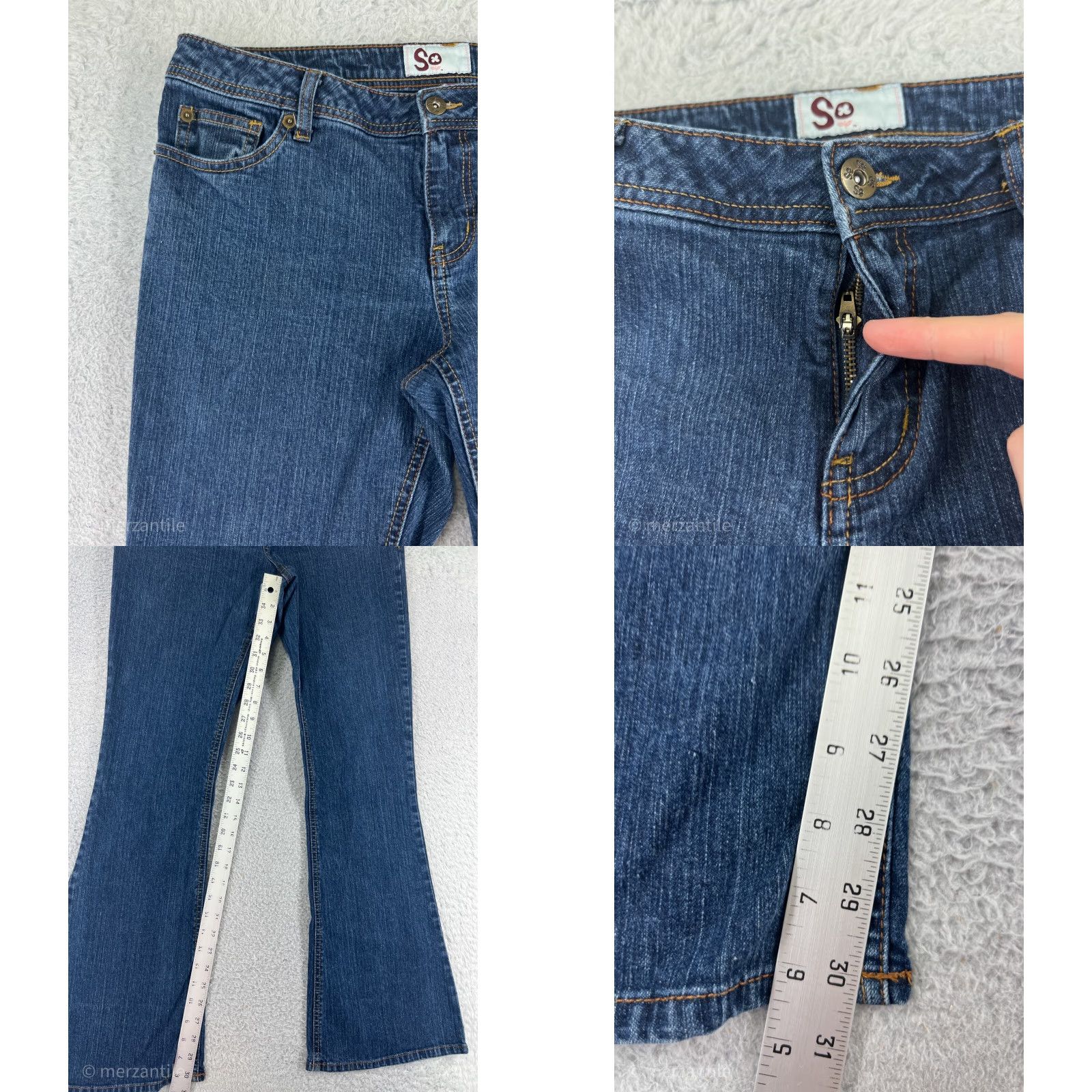 Denime SO Brand Women's Flared Jeans Pants Medium Wash Blue Cotton Denim 2010s Retro Relaxed Fit Size 34" / US 12 / IT 48 - 8 Thumbnail