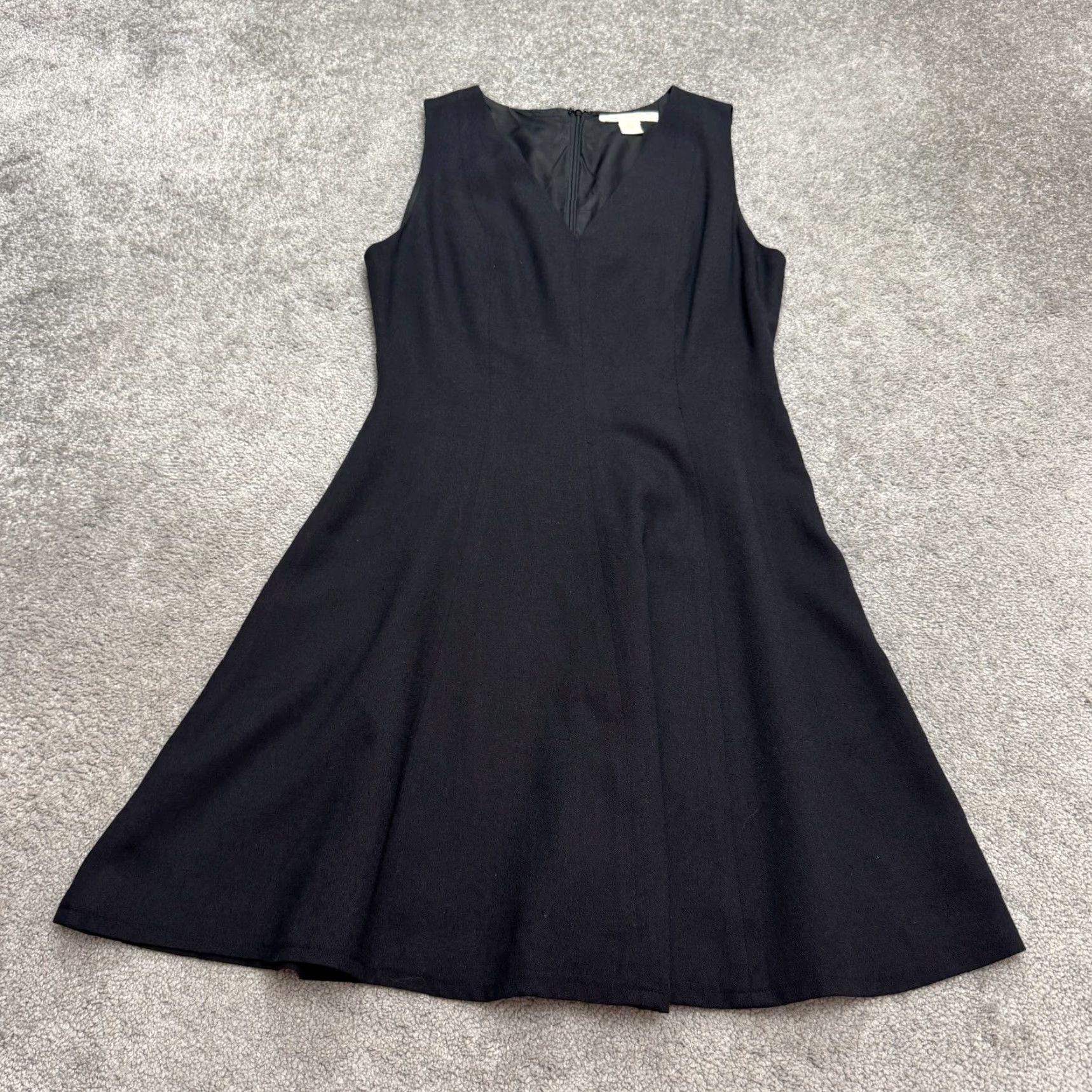 Vintage The Limited Wool Blend Dress Womens A-Line Fit & Flare Knee Length V-Neck Sleeveless Black 8 Sh Size M / US 6-8 / IT 42-44 - 2 Thumbnail