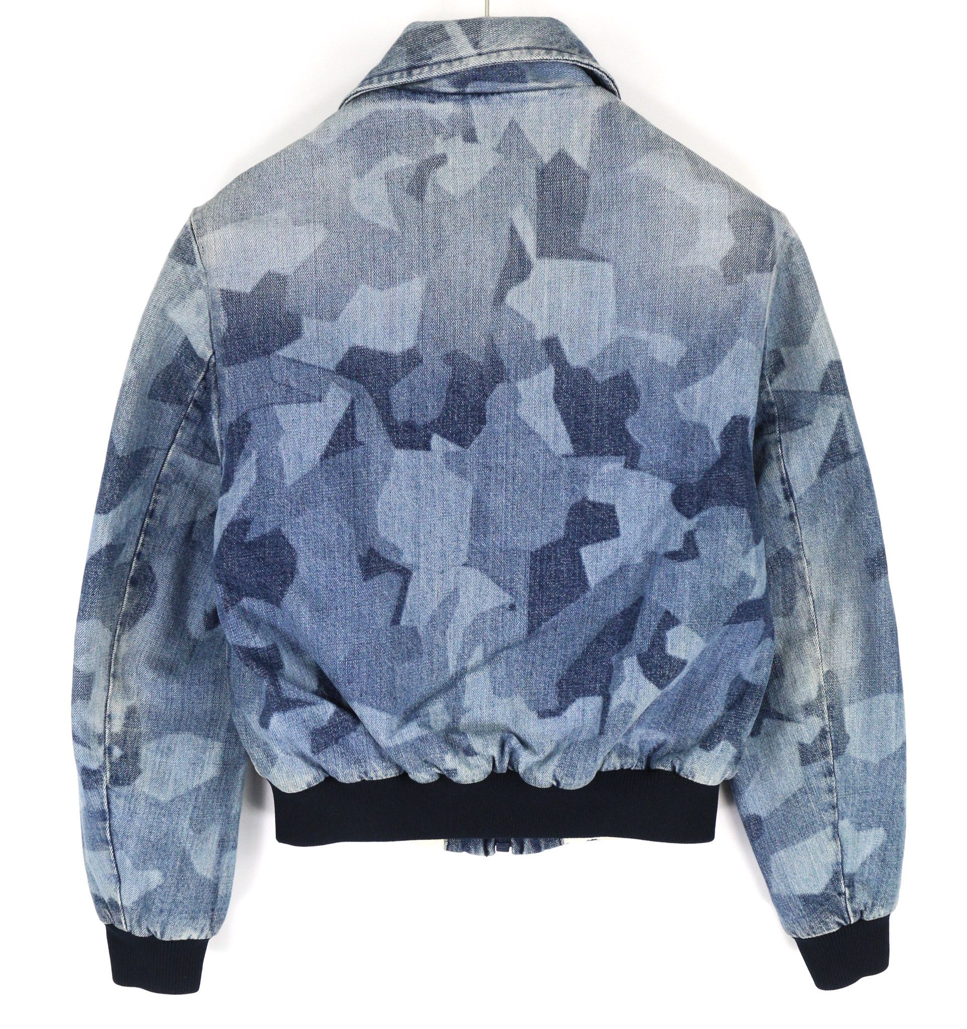 Nudie Jeans GUDRUN CAMO DENIM S Blue Patterned Bomber Jacket 81102 Size S / US 4 / IT 40 - 2 Thumbnail