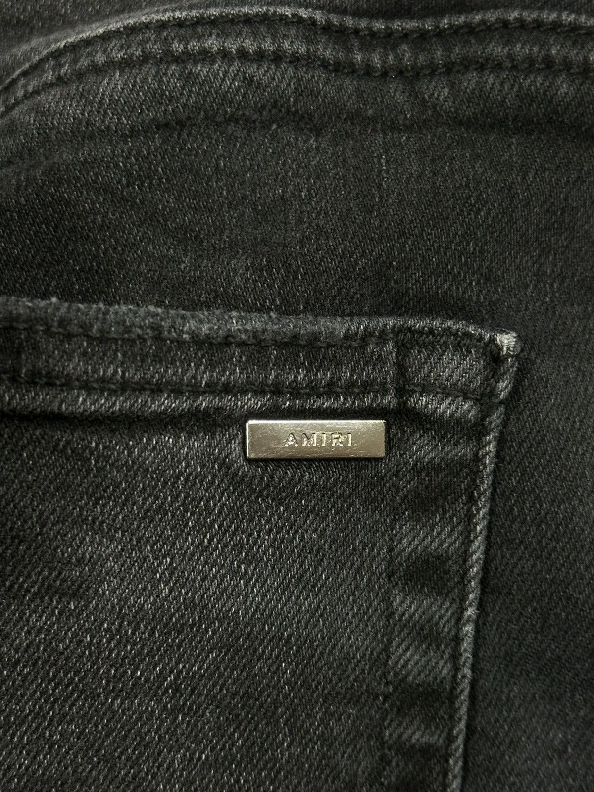Amiri Amiri MX1 Distressed Ripped Wool Patch Black Denim Jeans Size US 34 / EU 50 - 11 Thumbnail
