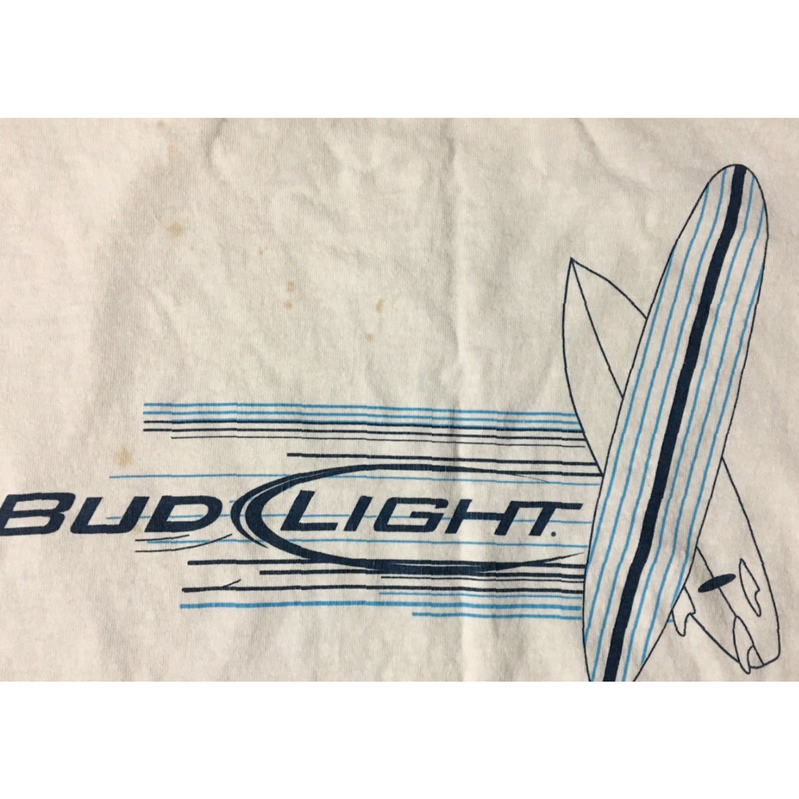 Anvil VINTAGE Bud Light Faded Ringer Shirt XL Bar Drunk Beer Surf Beach Biker Grunge 90s Size US XL / EU 56 / 4 - 2 Thumbnail