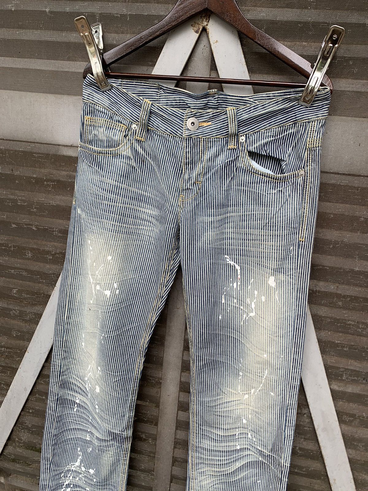 Vintage 👹Vintage Striped Pants W Paint Splatter Baggy Pants (WOMAN) Size US 34 / EU 50 - 5 Thumbnail