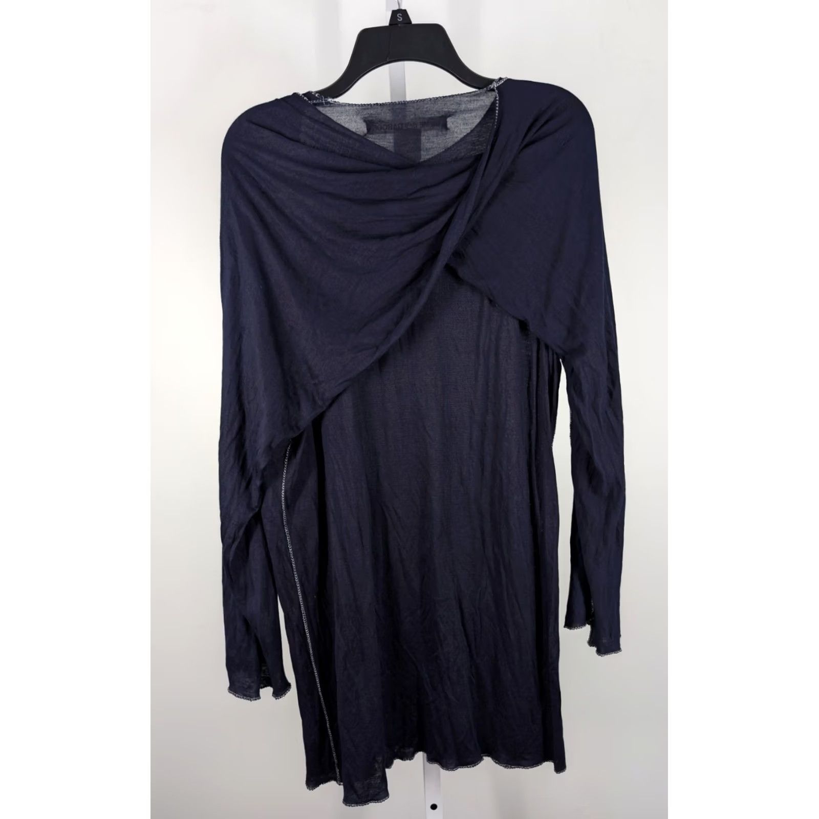 Comme des Garcons Girl VINTAGE Comme des Garçons Mainline Knit Tunic Dress Navy Blue Rayon Jersey Layered Knotted Back 90s Womens M Size M / US 6-8 / IT 42-44 - 3 Thumbnail
