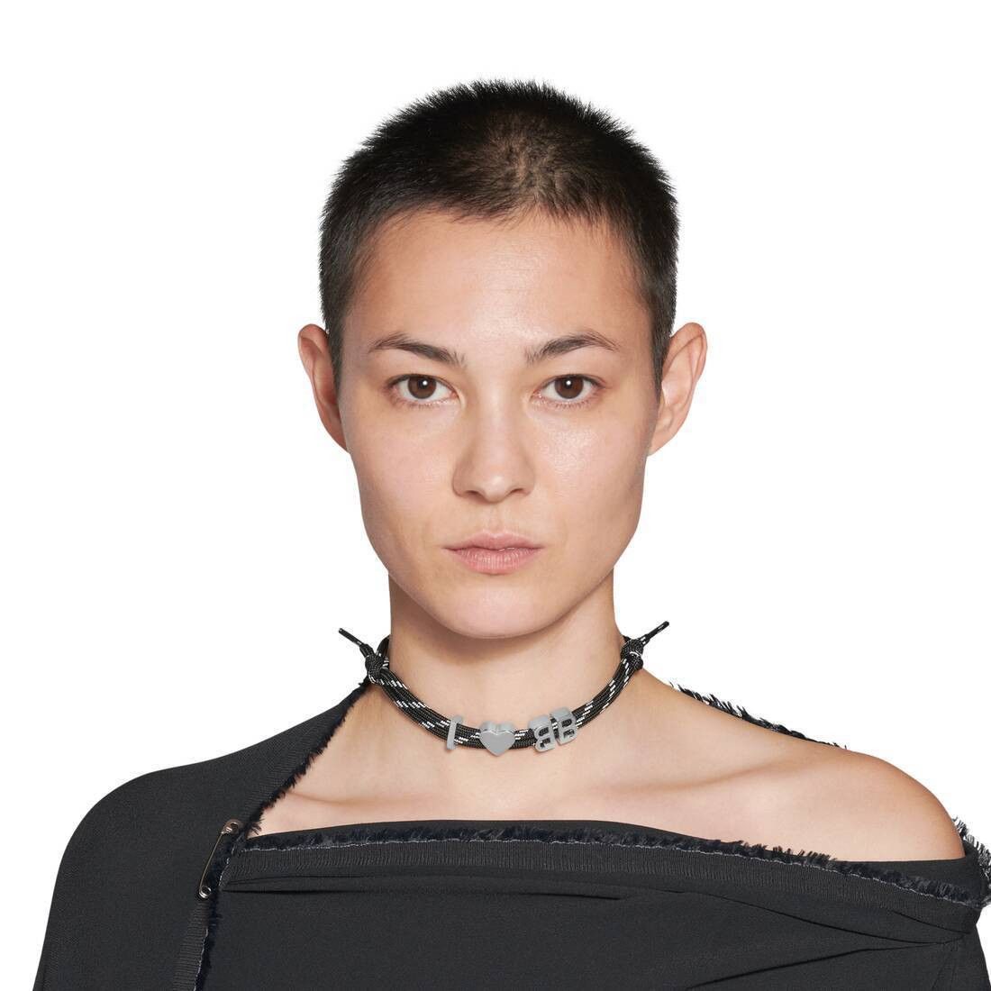 Balenciaga o1bcso1str1125 Size: OS / I <3 BB Choker in Black/Silver Size ONE SIZE - 4 Thumbnail