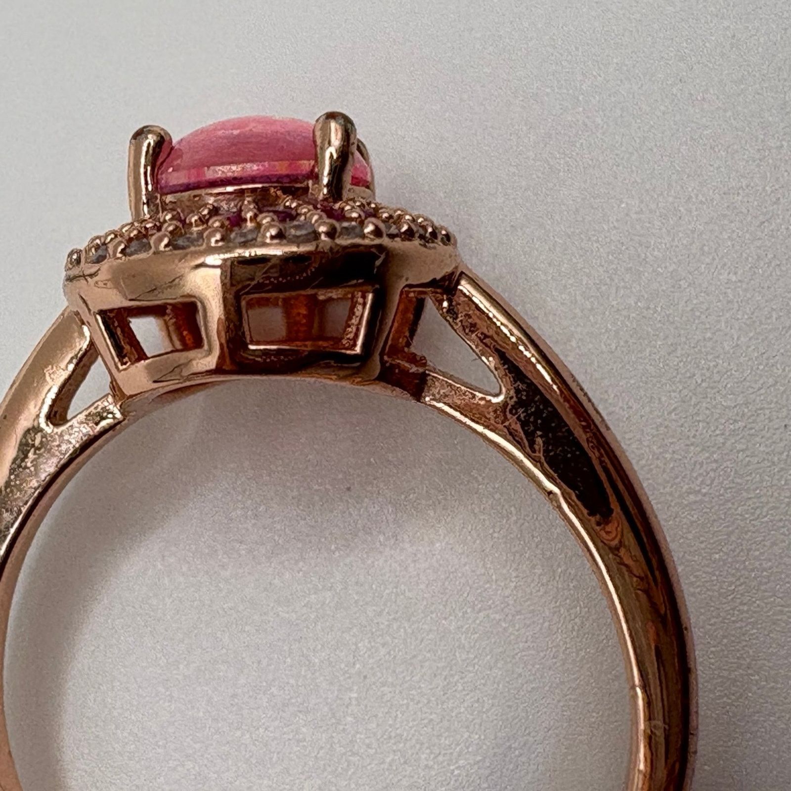 Other Rose Gold Synthetic Pink Opal Halo Ring - Size 7 Statement Size ONE SIZE - 2 Thumbnail