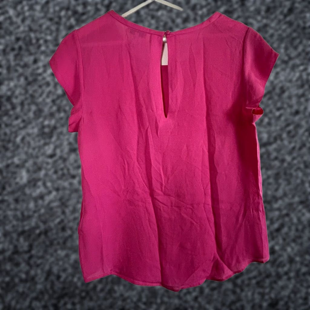 Joie JOIE Womens Pink Round Neck 100% Silk Short Sleeve Blouse Medium Casual Blouse Women Pink Round Neck Silk Top Blouse Size M / US 6-8 / IT 42-44 - 1 Thumbnail
