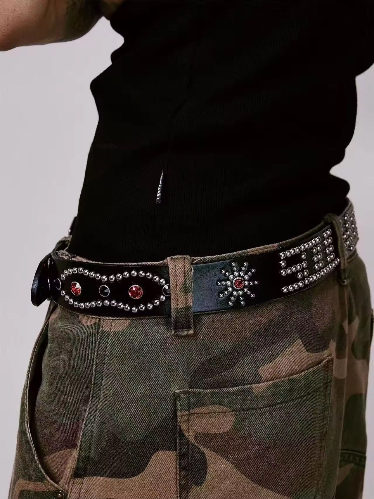 Japanese Brand punk style pu leather belt Size ONE SIZE - 2 Thumbnail