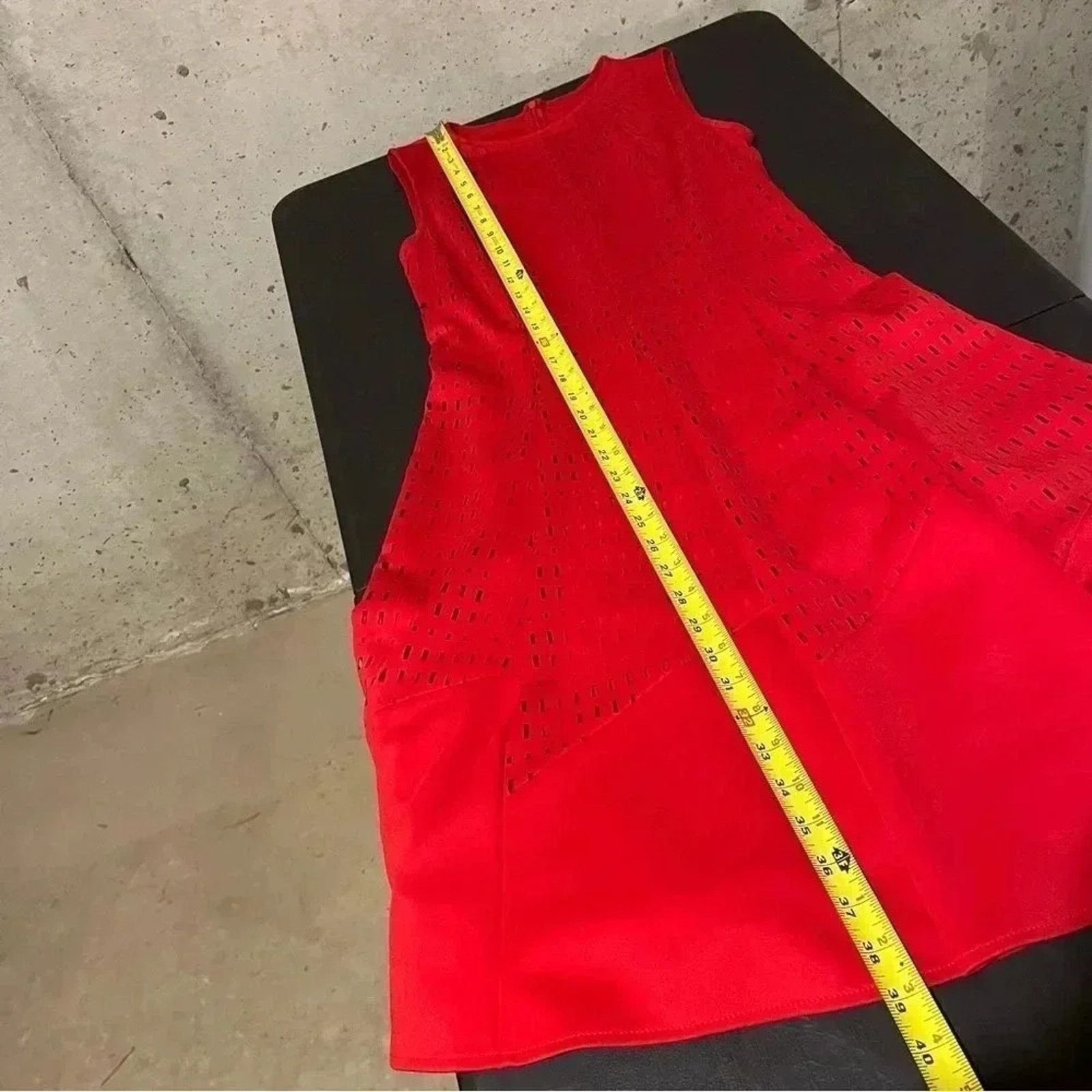Joseph Ribkoff Joseph Ribkoff Size 4 Red Sleeveless Flare Eyelet Dress Size S / US 4 / IT 40 - 8 Thumbnail