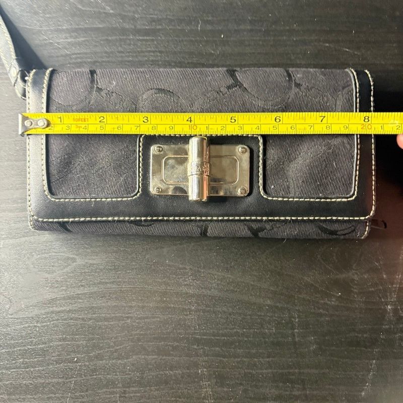 Chaps Chaps Black Fabric Wristlet Clutch Silver Clasp Size ONE SIZE - 5 Thumbnail