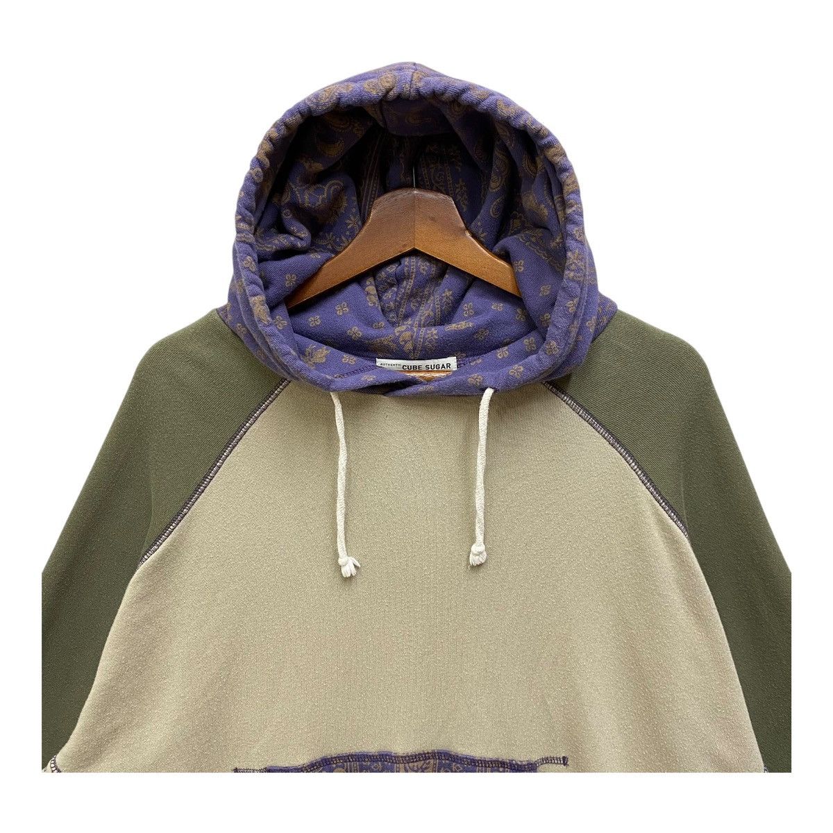 Japanese Brand Cube Sugar Patchwork Hoodie Cropped Boxy Fit Saiz M Size US M / EU 48-50 / 2 - 2 Thumbnail