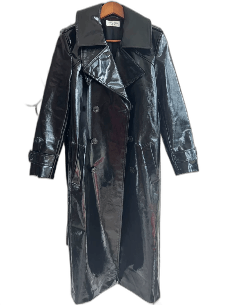 YSL Runway Patent Leather Trench Coat-