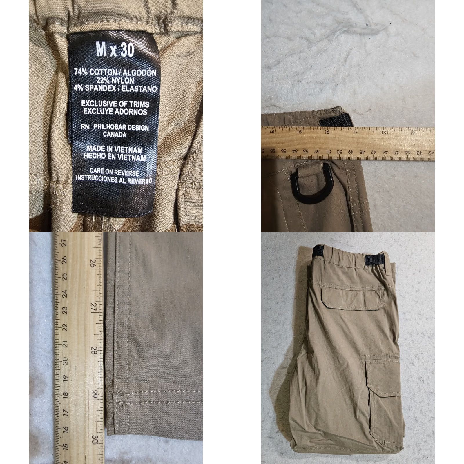 Vintage BC Clothing Classic Convertible Cargo Hiking Pants Khaki Men's Medium 34x30 Size Medium Cargo Pocket Zipper 4-Season Vintage No Size US 31 - 9 Thumbnail