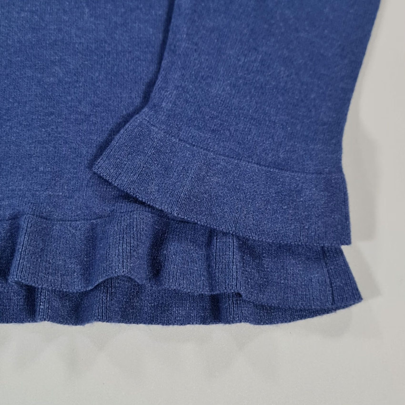 Vintage Armani Jeans Jumper Blue Medium Wool Pullover Knit Crew Neck Long Sleeve Ruffle Accents Womens Casual City Designer - No, cannot include dash. Size M / US 6-8 / IT 42-44 - 6 Thumbnail