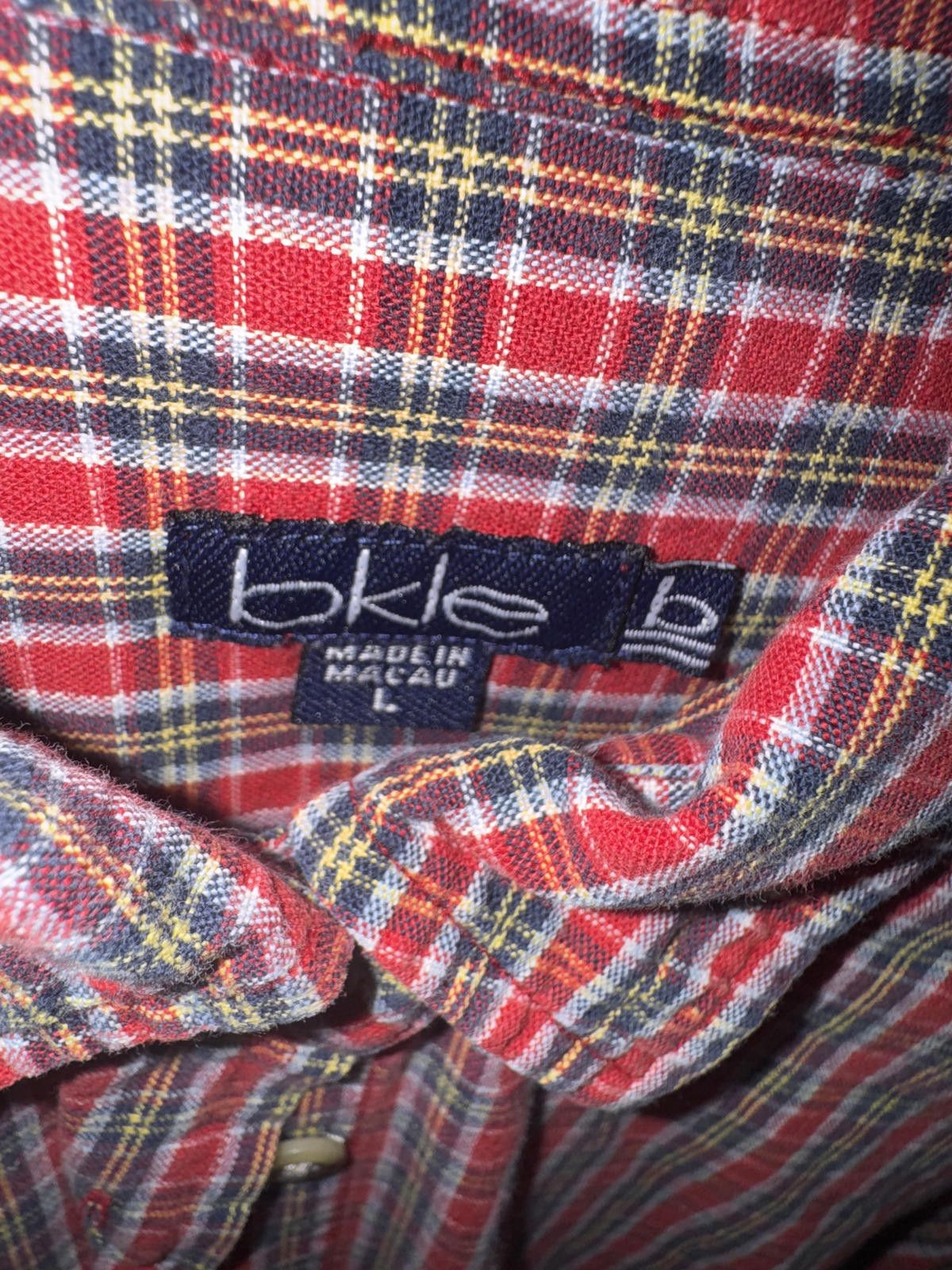 Balenciaga BKLE Men's Red Plaid Button-Up Shirt Large Size US L / EU 52-54 / 3 - 3 Thumbnail