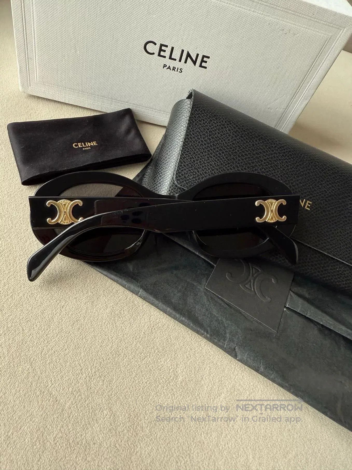 Celine Celine Triomphe Logo Oval Cat-Eye Sunglasses. Size ONE SIZE - 1 Thumbnail