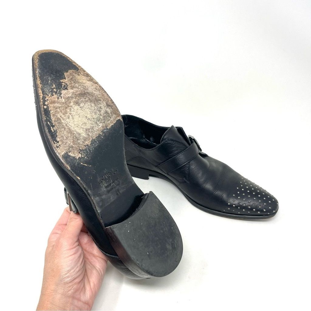 Versace Versace Studded Toe Black Leather Monk Dress Shoes Size 41 Size US 8 / EU 41 - 8 Thumbnail