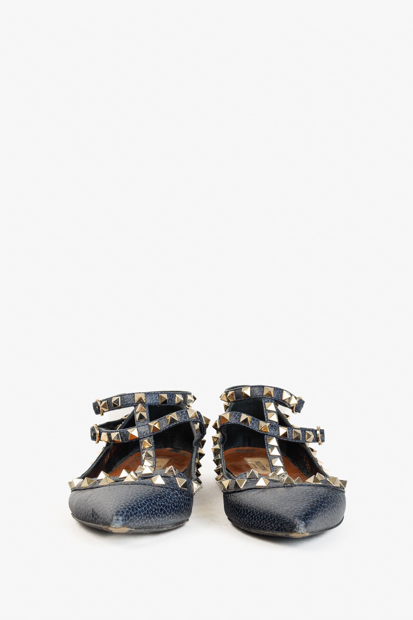 Valentino Valentino Garavani Rockstud Pebble Leather Caged Flats Size US 6 / IT 36 - 10 Thumbnail