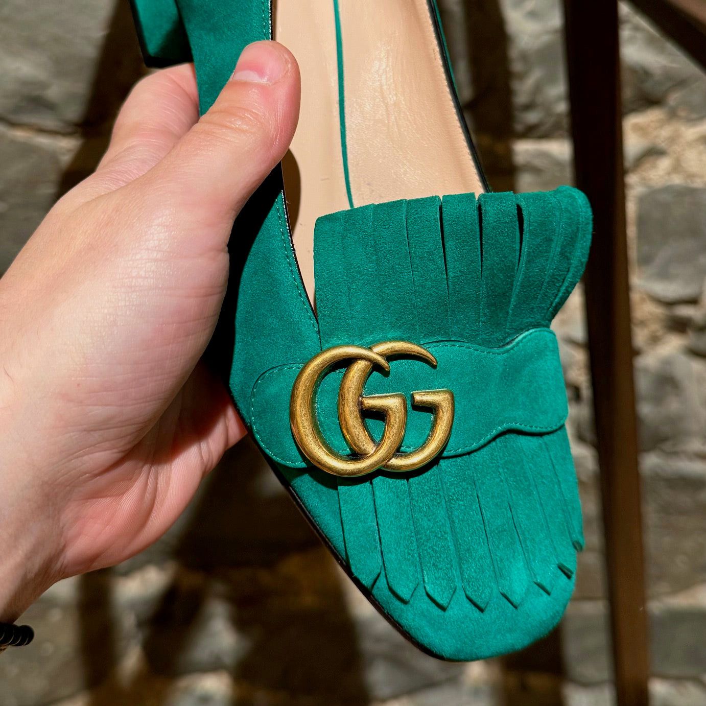 Gucci Gucci Green Suede Fringe Marmont Pumps 37 IT - 7 US Size US 7 / IT 37 - 7 Thumbnail