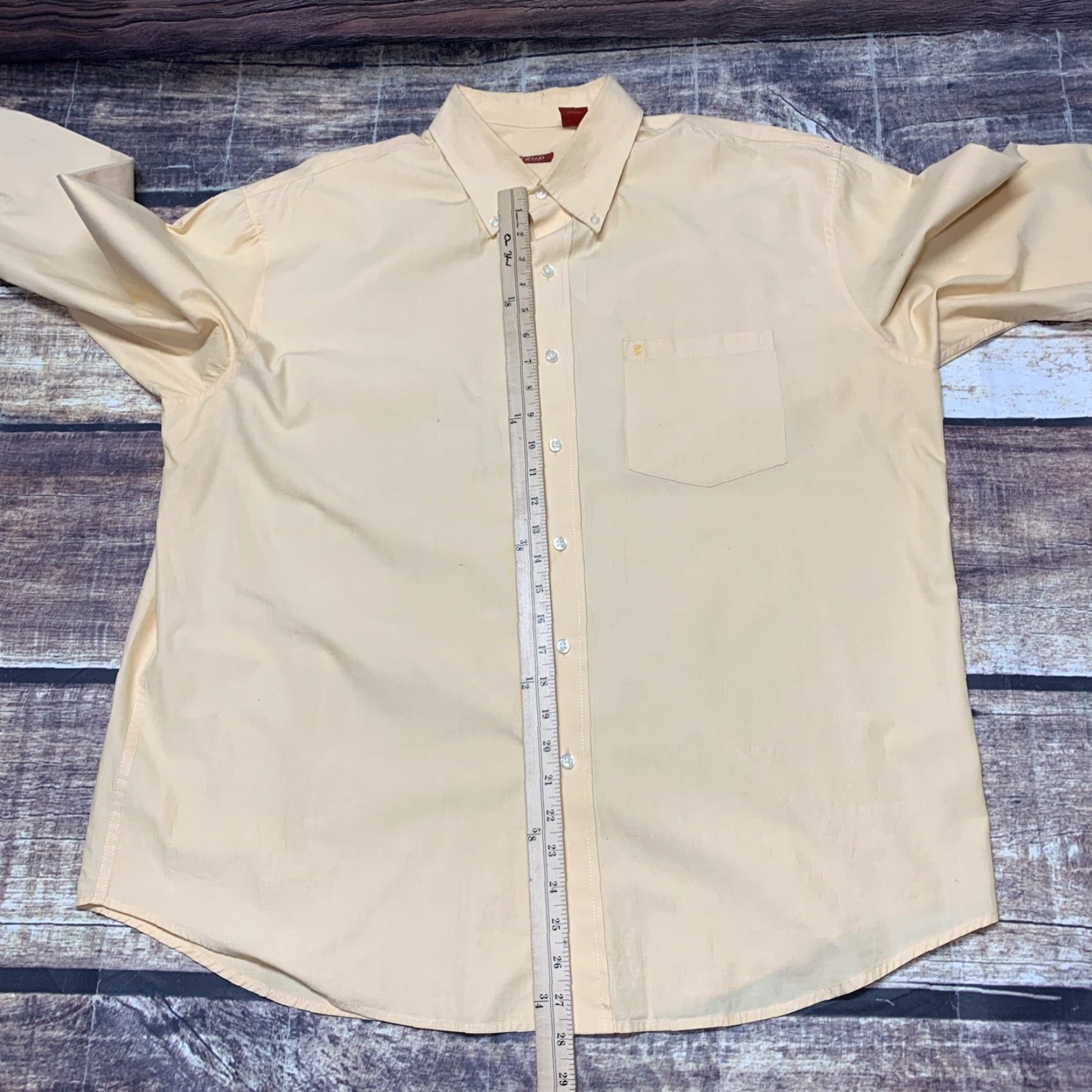 Izod IZOD Shirt Mens Yellow Gold XL Long Sleeve Button-Up Casual Plaid Logo Pocket - Regular Fit Size US XL / EU 56 / 4 - 7 Thumbnail