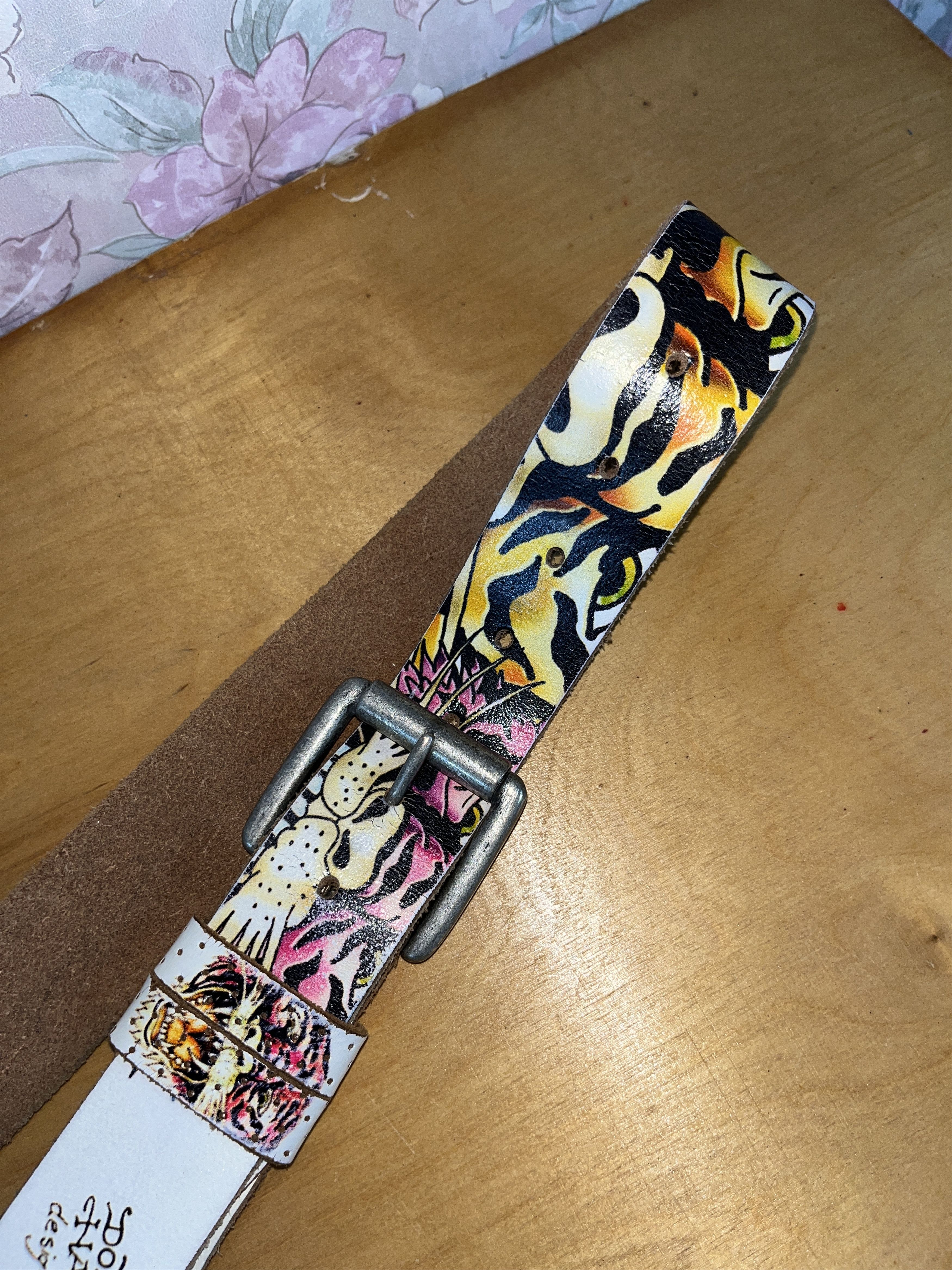 Vintage Christian Audigier Ed Hardy Leather Belt Y2K 108cm  display picture 2