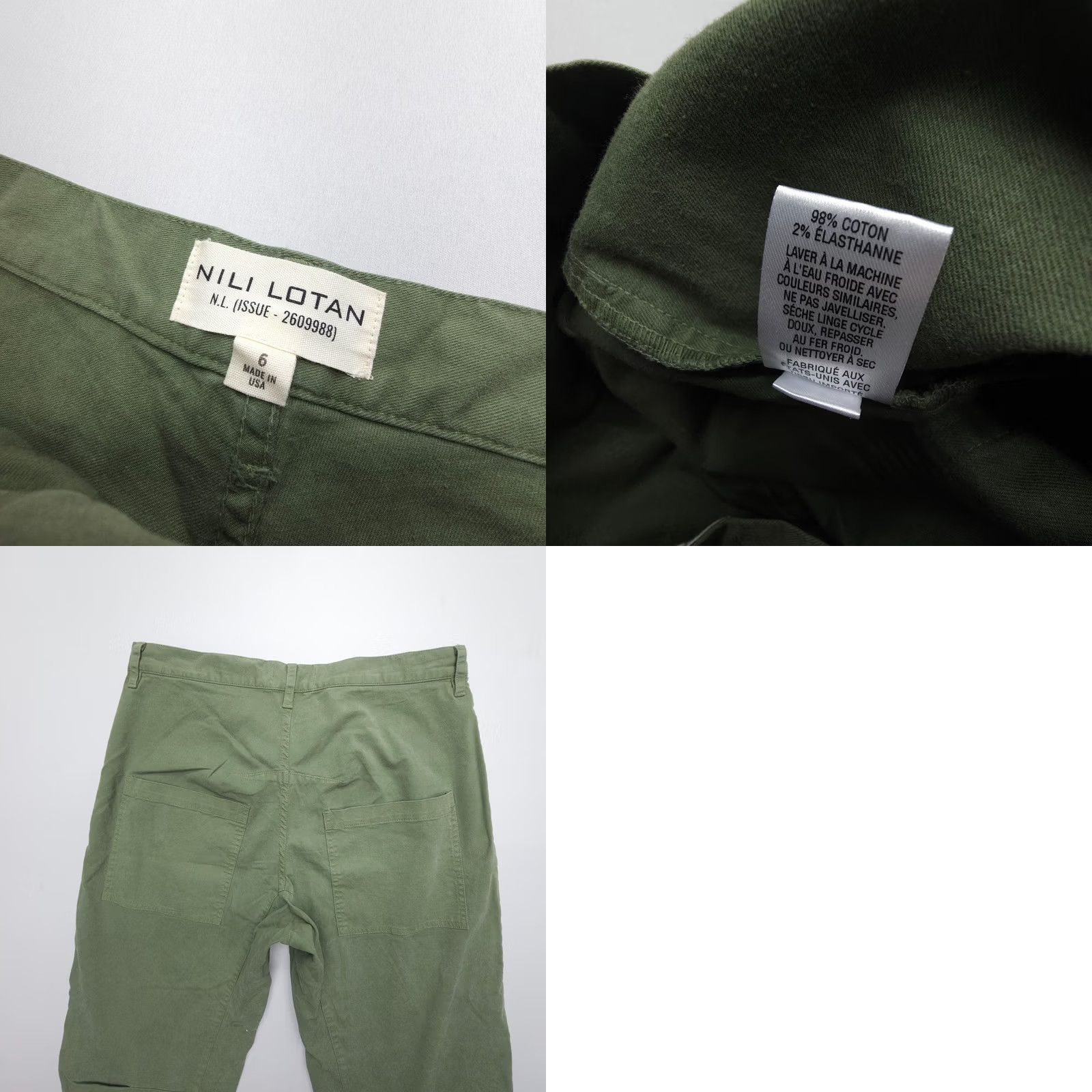 Nili Lotan Nili Lotan Pants Womens 6 Green Shon 33x25 Wide Leg Crop Baggy Barrel USA Size 28" / US 6 / IT 42 - 8 Thumbnail