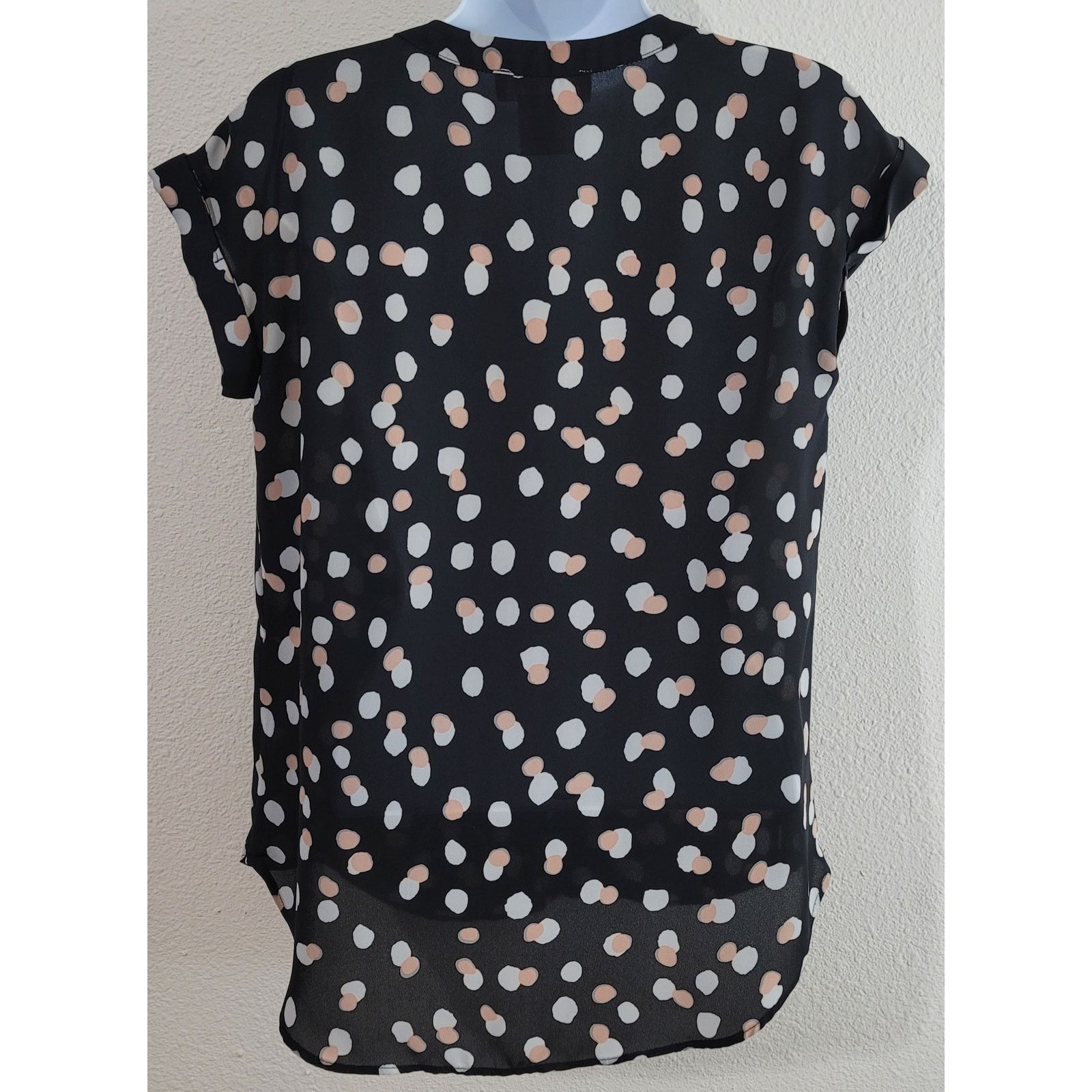Other Philosophy Black Polka Dot V-Neck Top XS Capped Short Sleeve Size XS / US 0-2 / IT 36-38 - 2 Thumbnail