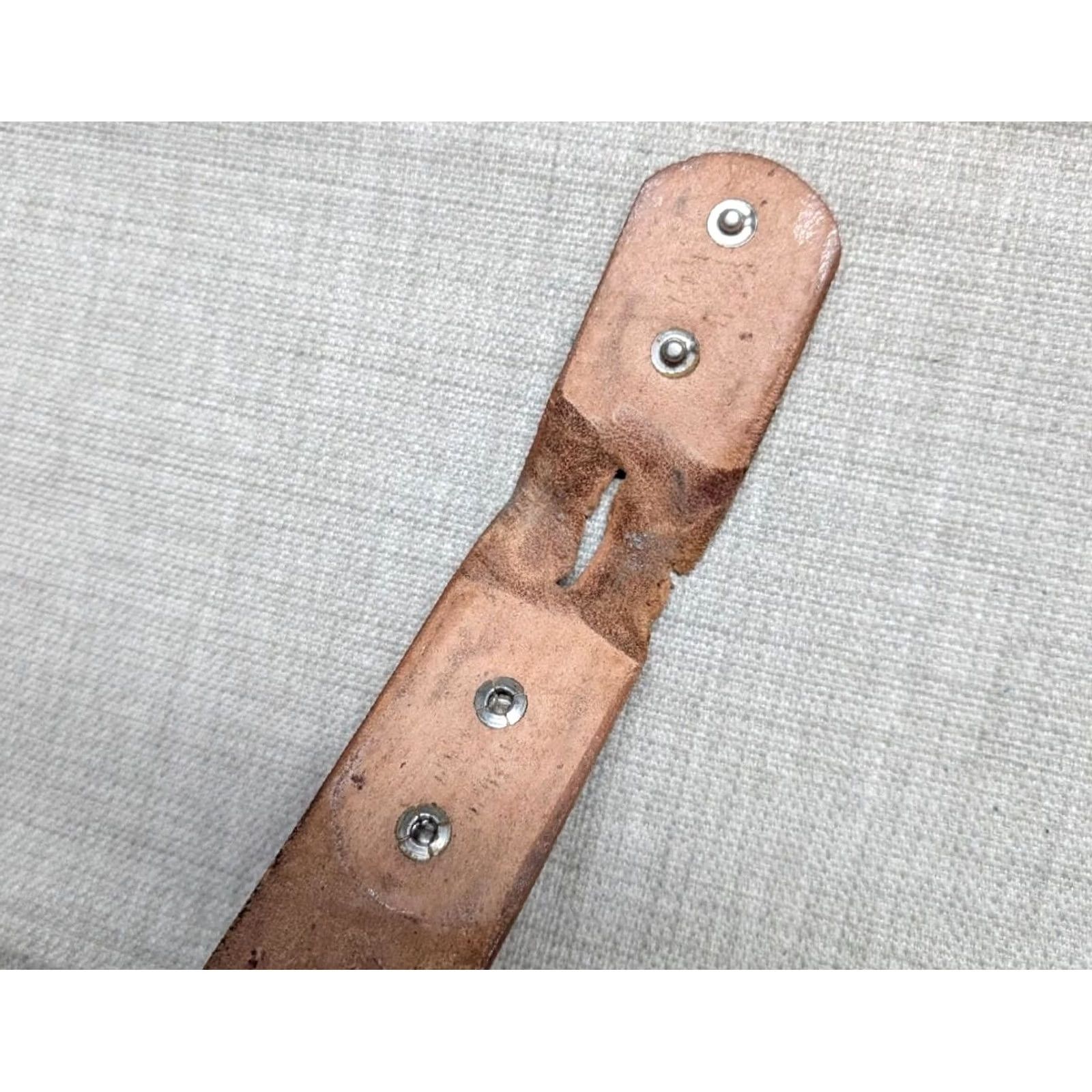 Vintage VINTAGE HANDCRAFTED buckle belt TOOLED cowhide 34 brown leather GEOMETRIC boho Mens Size 34 - 6 Thumbnail