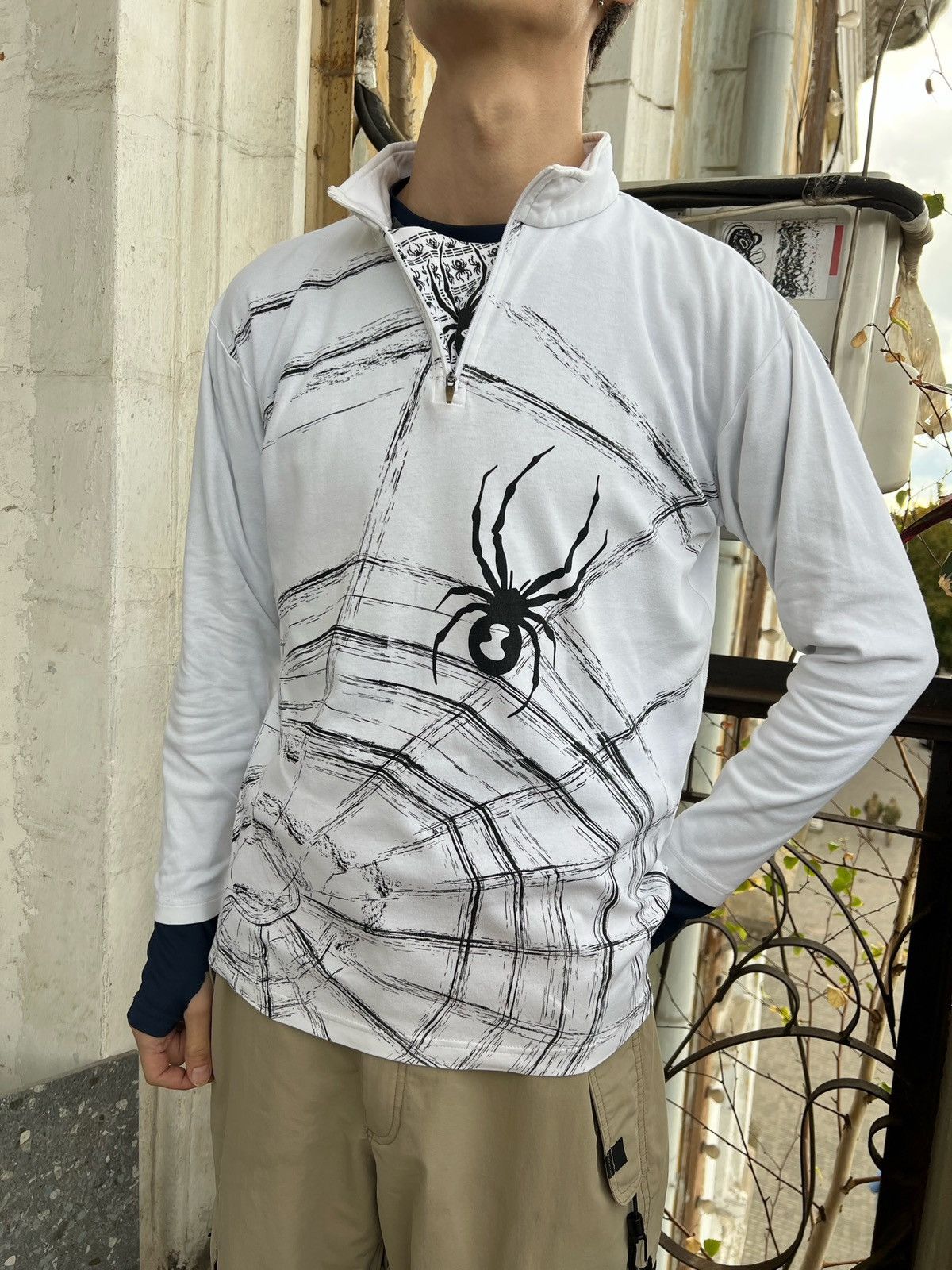 Japanese Brand × Vintage 🕸🕷 Spider web pattern longsleeve thermal Size US M / EU 48-50 / 2 - 8 Thumbnail