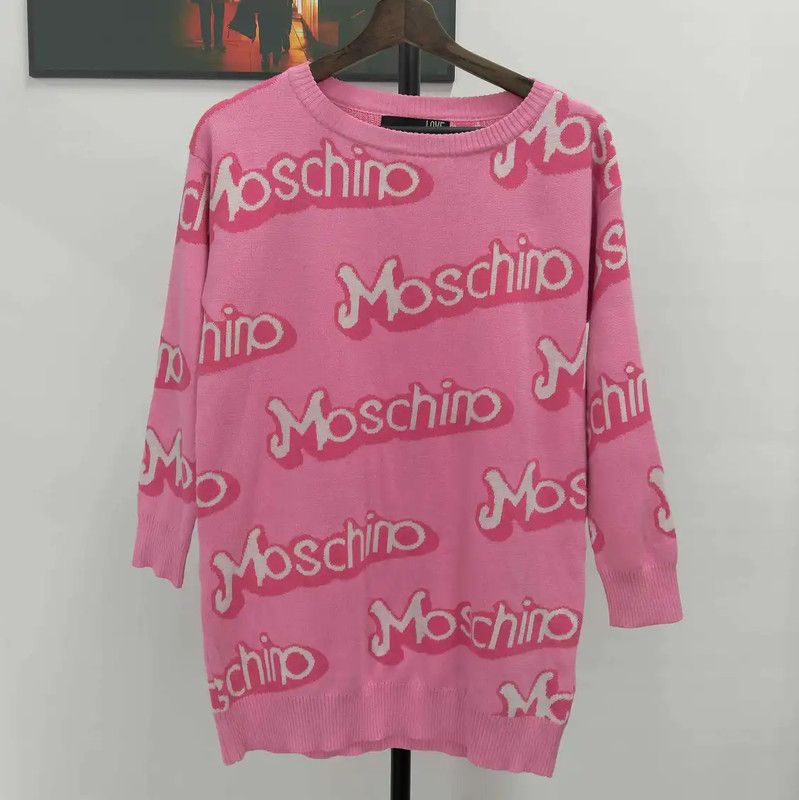 Moschino Moschino Pink Cotton Long Sleeve Pullover Sweater 0089 Size L / US 10 / IT 46 - 1 Thumbnail