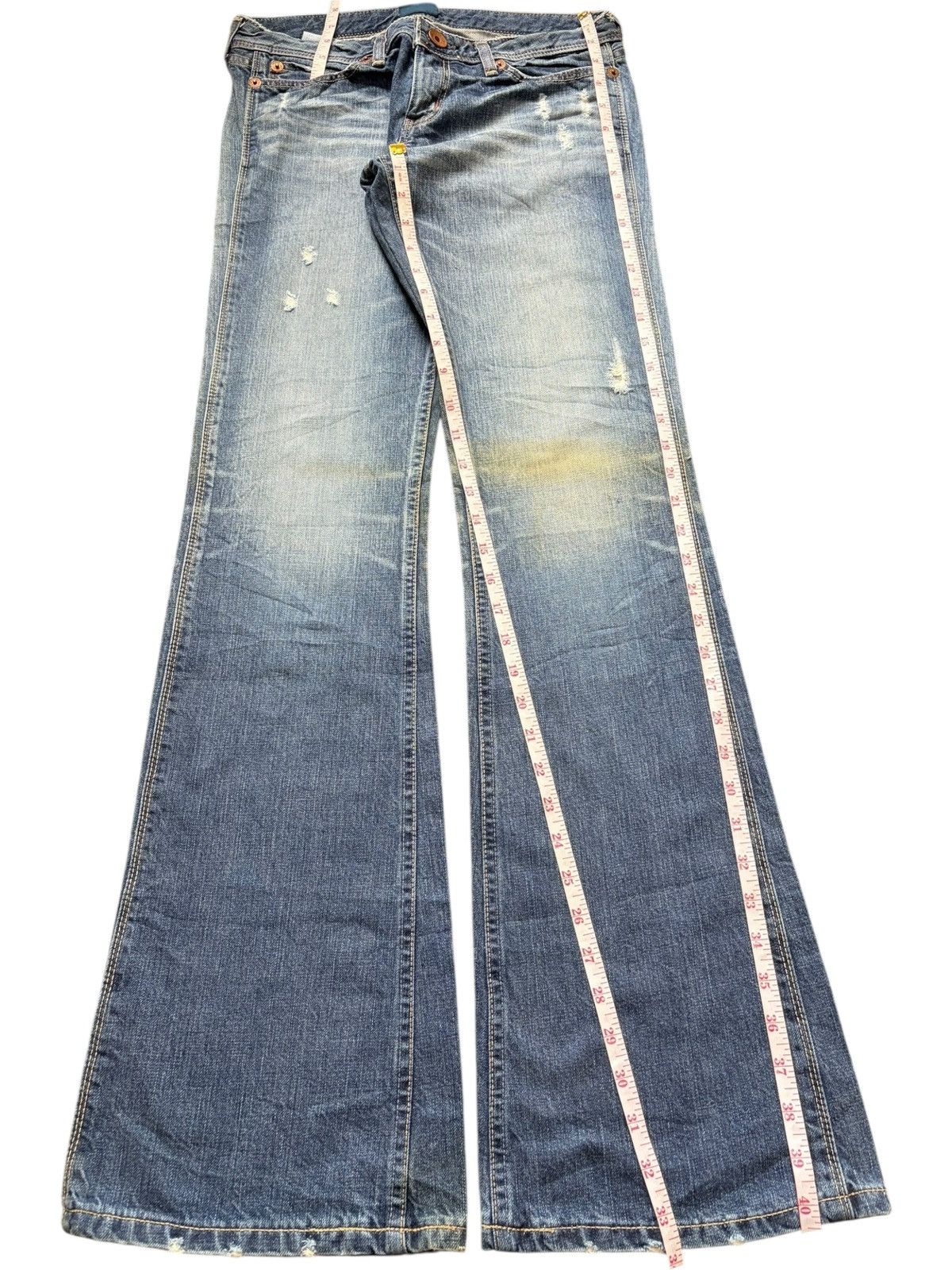 Edwin Vintage Vienus Mud Wash Distress Low Rise Flare Jeans Size 29" - 7 Thumbnail