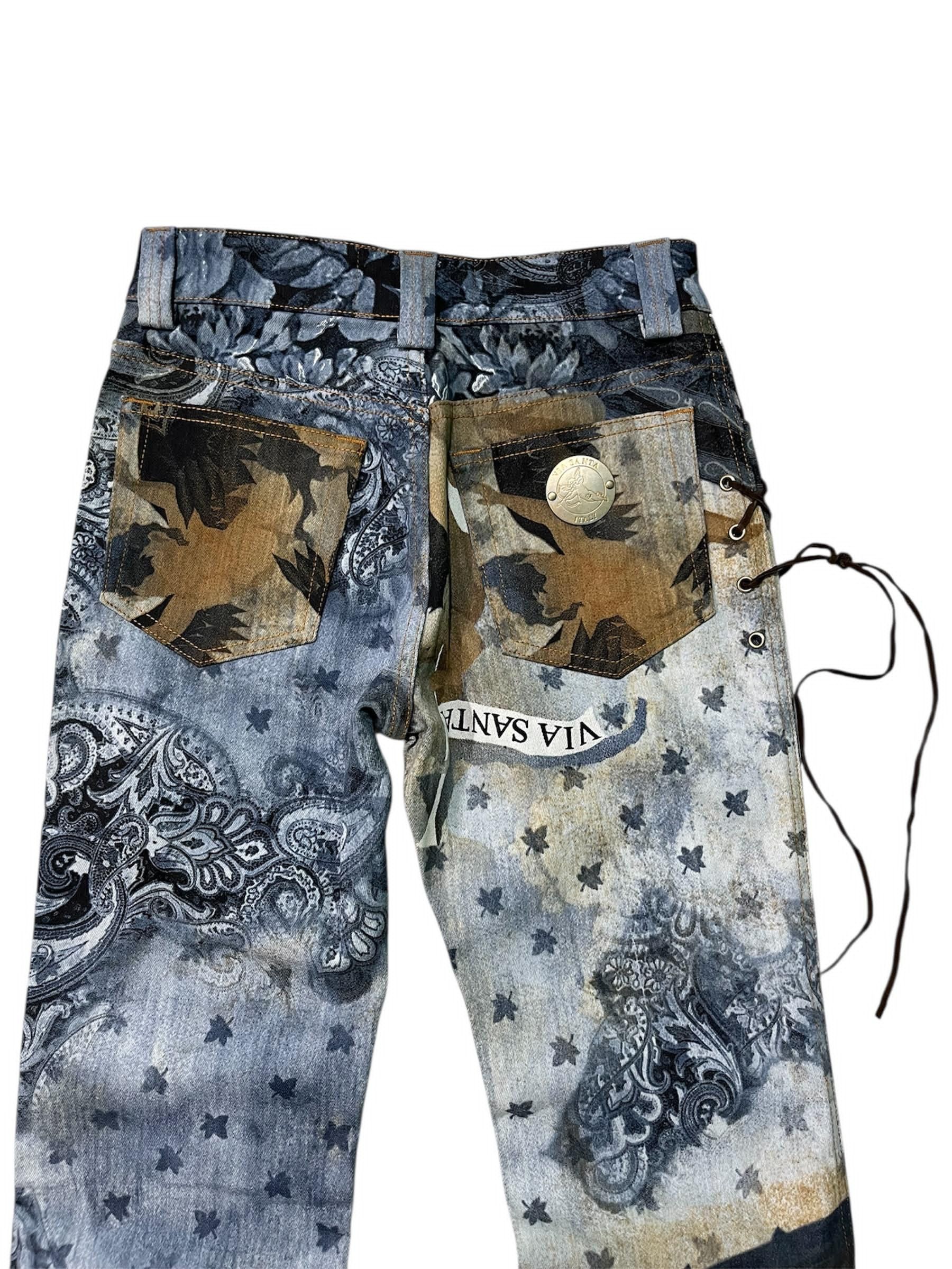 Japanese Brand 💥Rare💥Via Santa Italy Lace up Floral Printed Pants Size 24" / US 00 / IT 34 - 5 Thumbnail