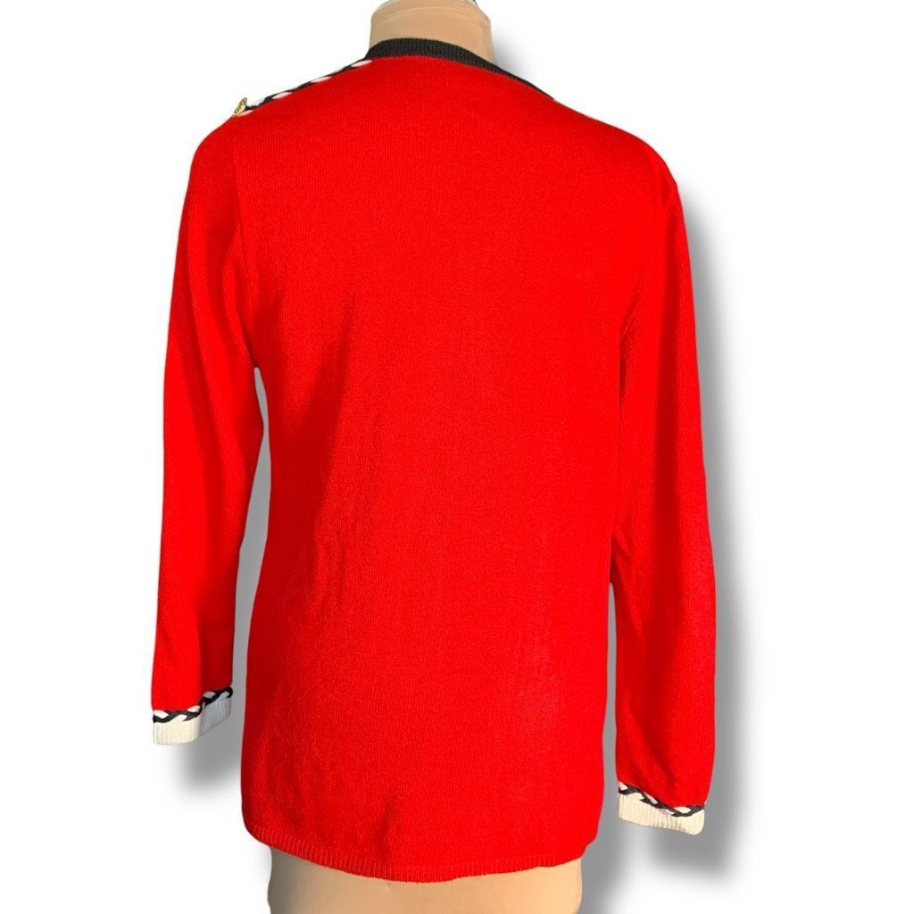 Vintage Vintage Laura by Alyzia Red Double-Breasted Cardigan Gold Bu Size L / US 10 / IT 46 - 7 Thumbnail