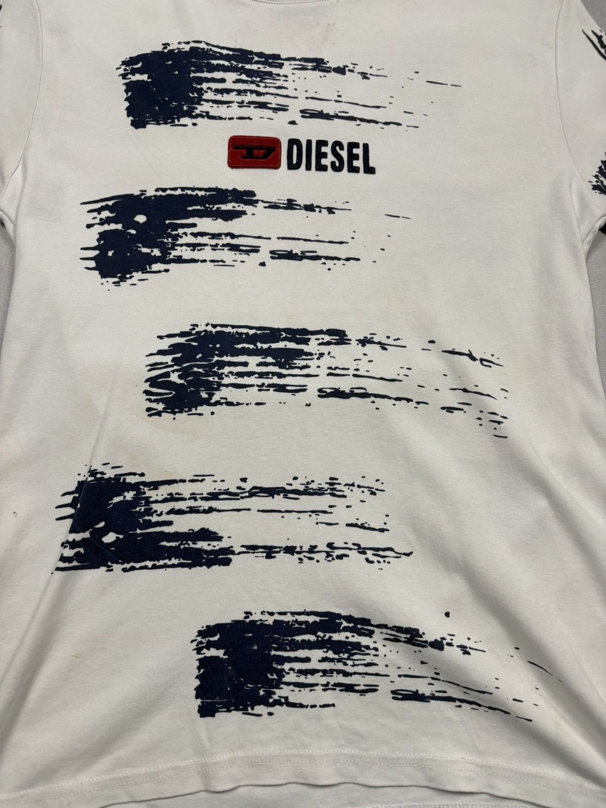 Diesel Diesel 2000s Distressed White Brush Stroke Tee 3D Logo M Y2K Size US M / EU 48-50 / 2 - 5 Thumbnail