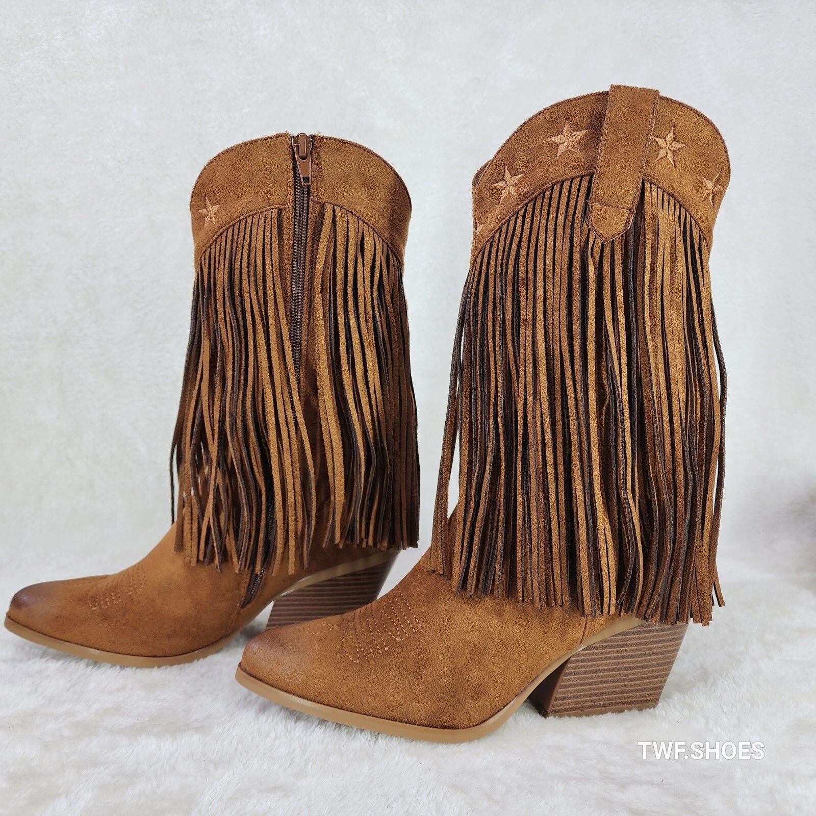 Other Dusty Trails Mid Calf Whiskey Brown Fringe Country Western C Size US 7 / IT 37 - 2 Thumbnail