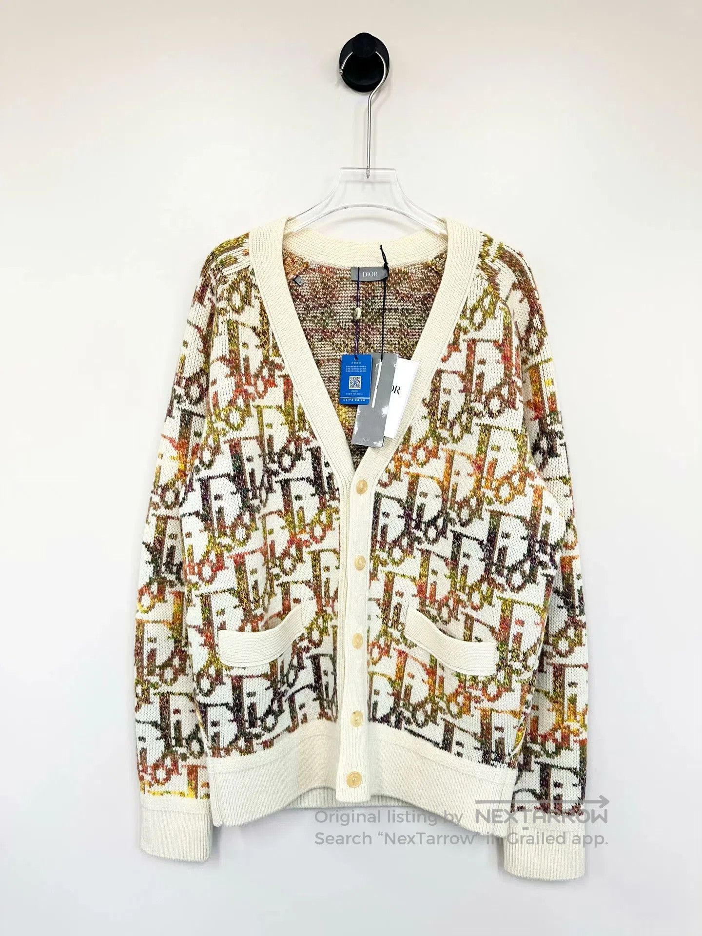Dior Dior Yellow Colorful Full Print Logo Wool Knit Cardigan| Size US M / EU 48-50 / 2 - 1 Thumbnail