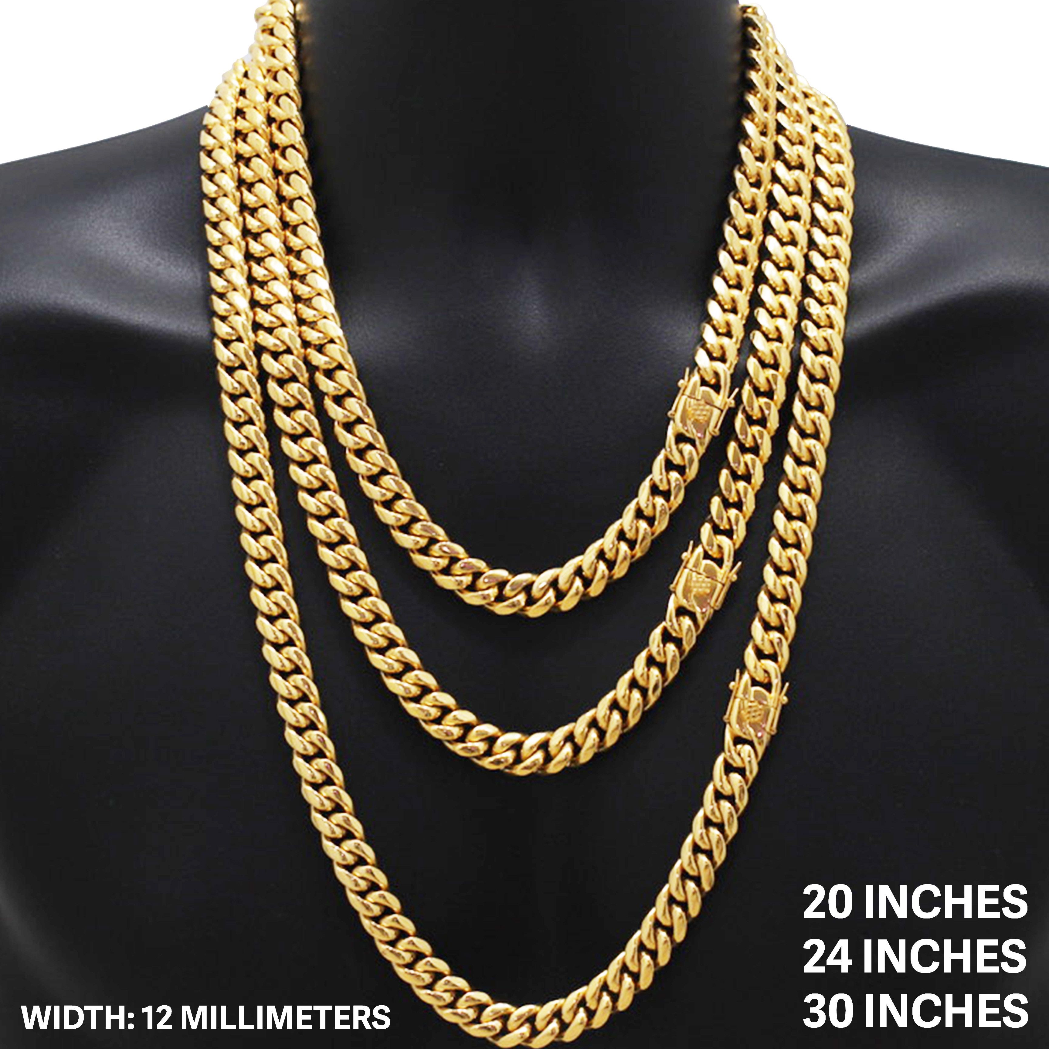Other 316L SS 18k GP 12mm Miami Cuban Link Chain Necklace 24" Size ONE SIZE - 1 Thumbnail