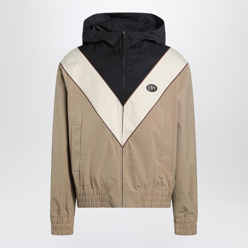 Valentino Black Butter And Camel Jacket With Vlogo Patch