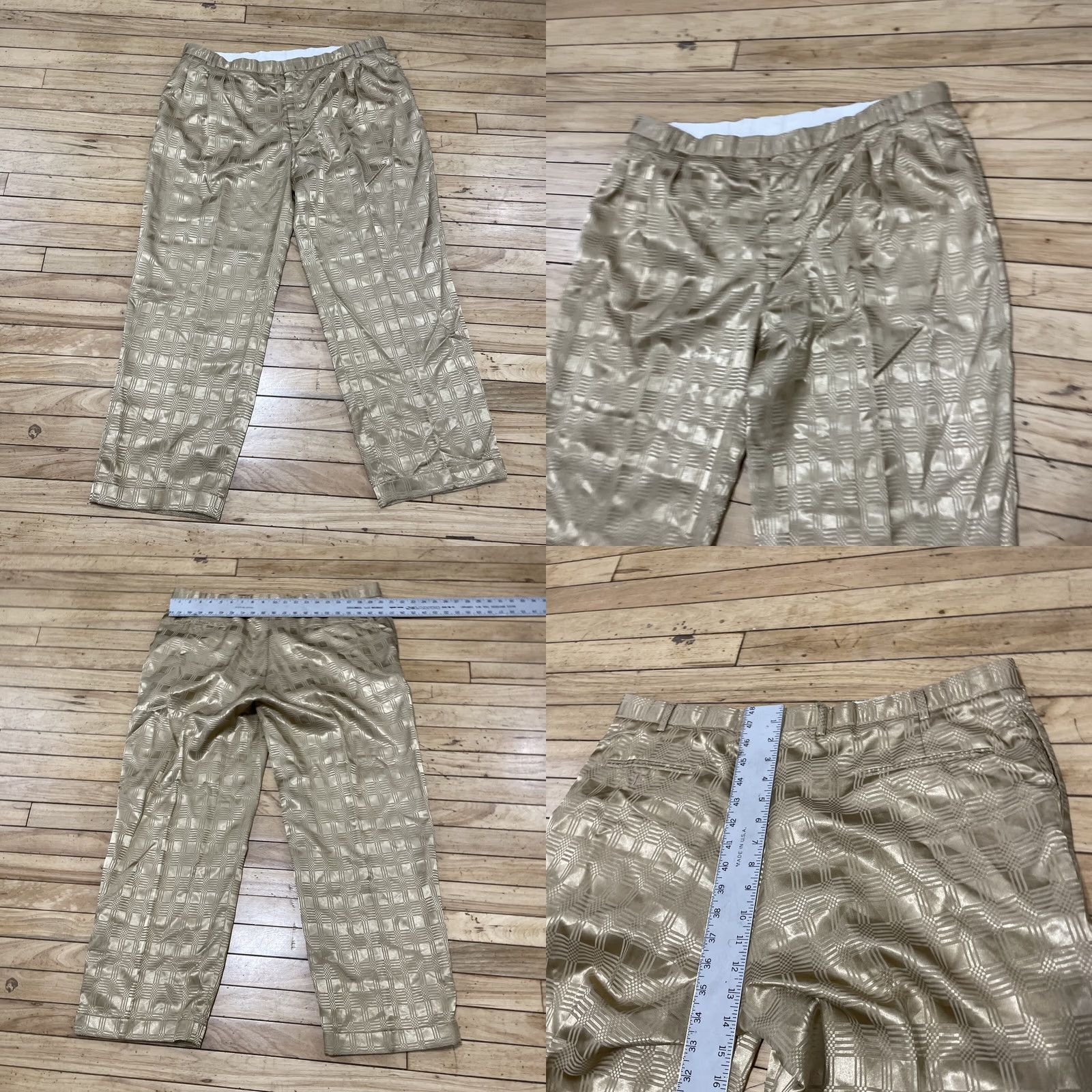 Vintage VINTAGE J.V J Vital Geometry Pleated Disco Pants Men 2XL 42 Geometric 40x30 XXL Brown Yellow Shiny Polyester Pants Mens Vintage disco Size US 40 / EU 56 - 10 Thumbnail
