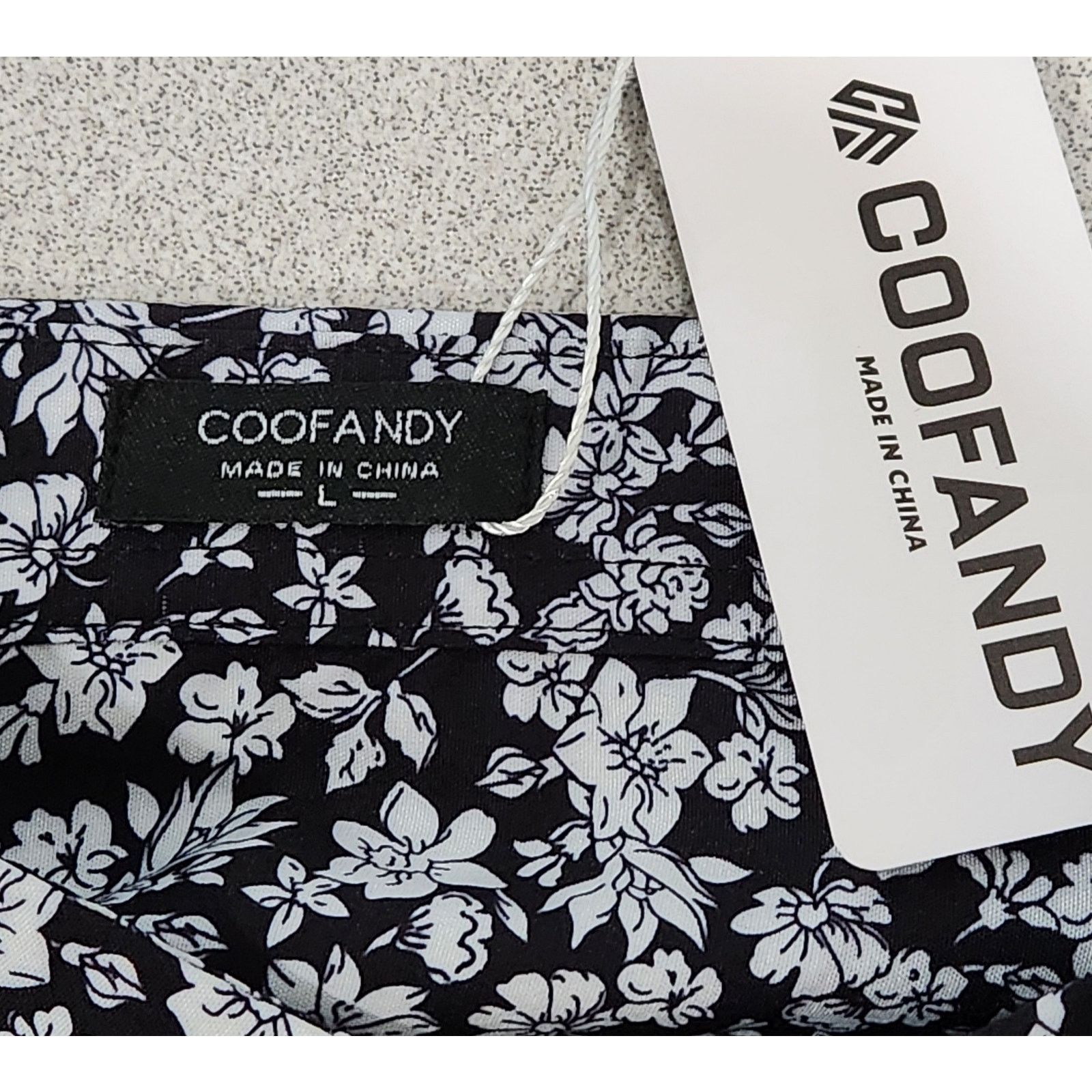 Other COOFANDY Black Floral Button Down Large Shirt New With Tags Size US L / EU 52-54 / 3 - 4 Thumbnail