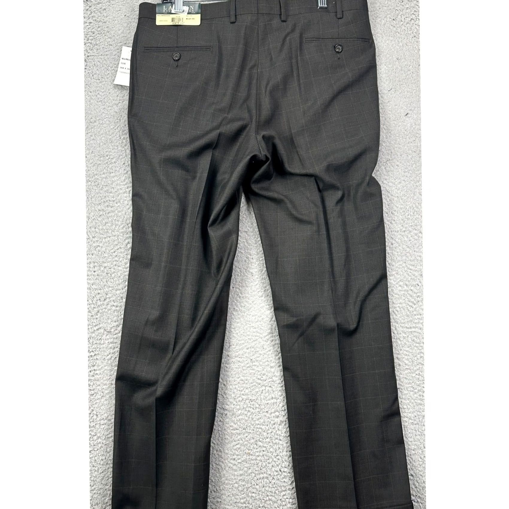 Ralph Lauren NEW Lauren Ralph Lauren Mens 36X30 Pants Dress Olive Wool Pleated 100% Authentic Size US 36 / EU 52 - 3 Thumbnail