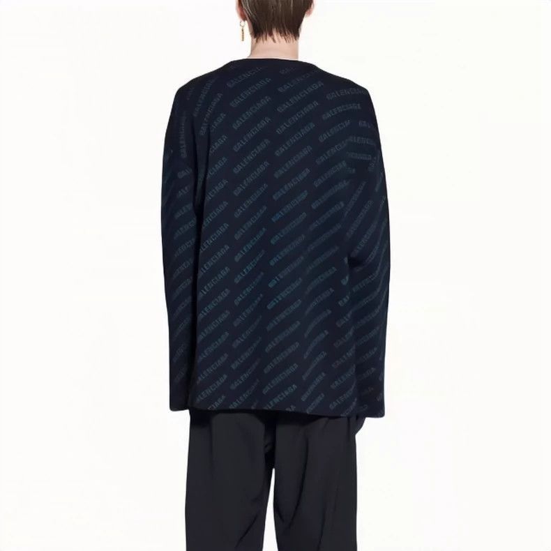 Balenciaga Balenciaga Balenciaga Logo Print Sweater in Navy Blue-2506 Size US M / EU 48-50 / 2 - 8 Thumbnail