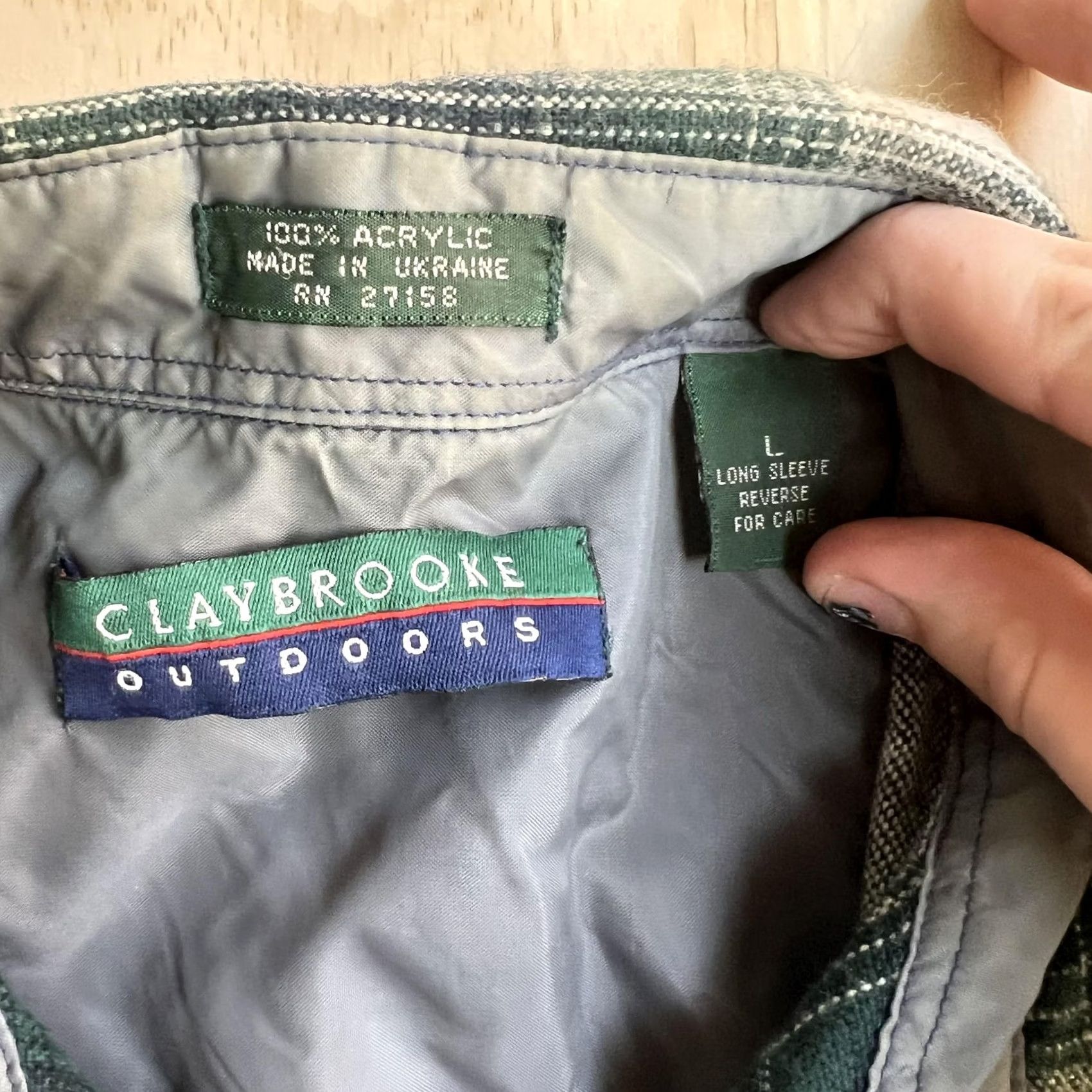 Vintage Claybrooke Outdoors Shirt Jacket Mens Large Green Plaid Flannel Lined Workwear Size US L / EU 52-54 / 3 - 2 Thumbnail