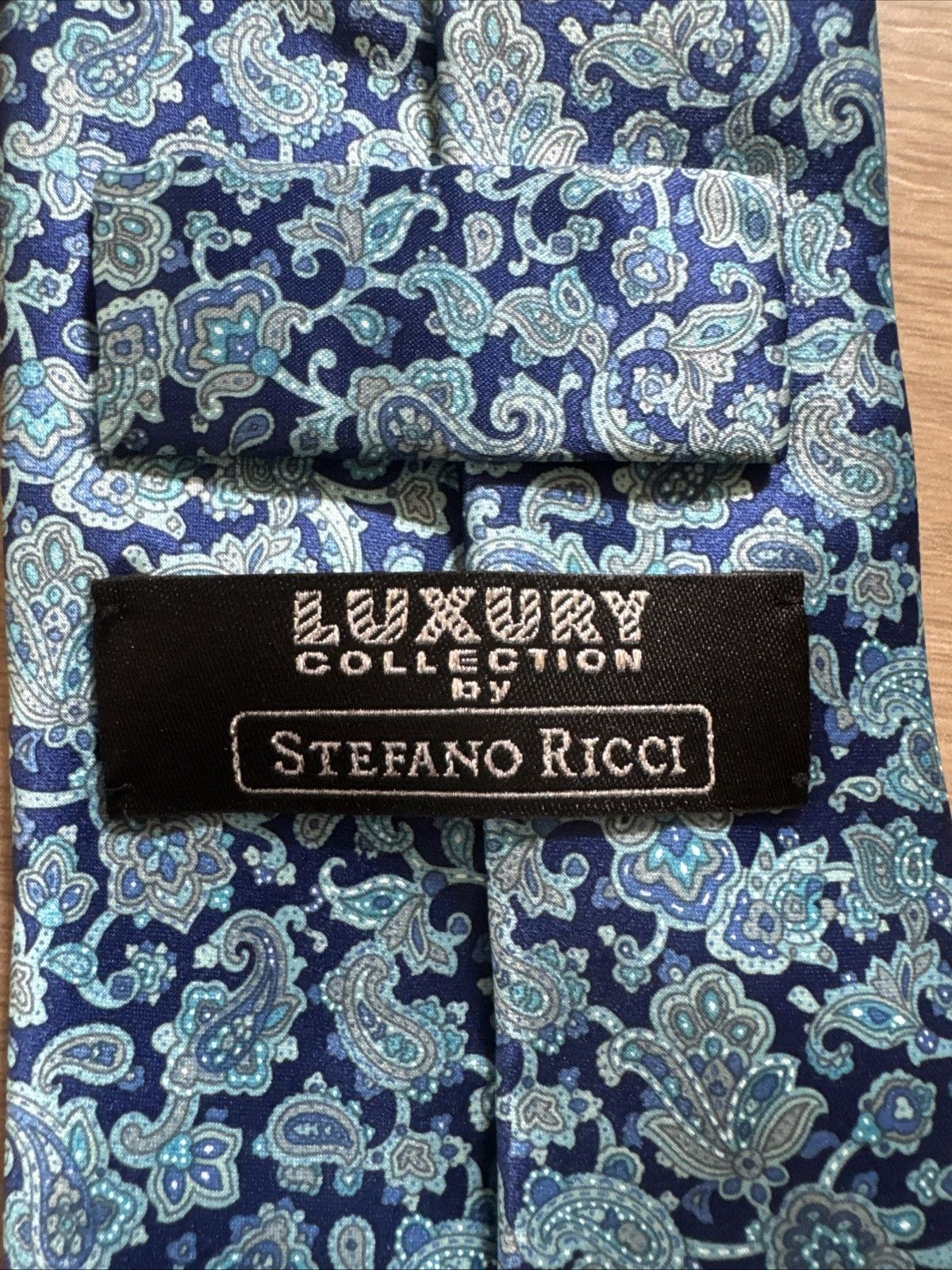Stefano Ricci STEFANO RICCI Tie Royal Blue 3 Inches Across Largest Width Size ONE SIZE - 3 Thumbnail
