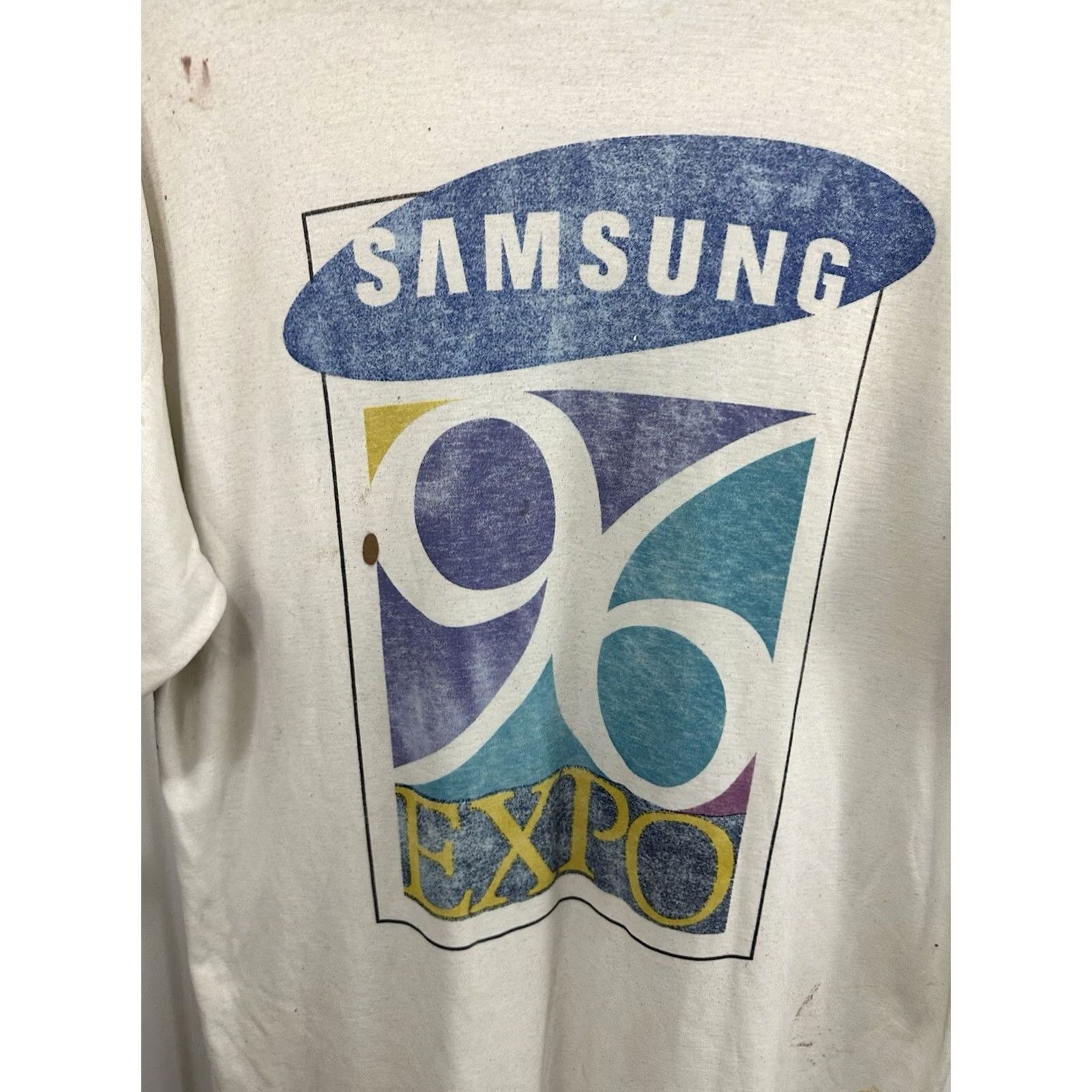 Samsung VTG 90s Samsung 1996 Expo Sillicon Valley Tech Thin Worn T-Shirt XL White Mens T-Shirt Samsung Tech Expo 90s Size US XL / EU 56 / 4 - 3 Thumbnail