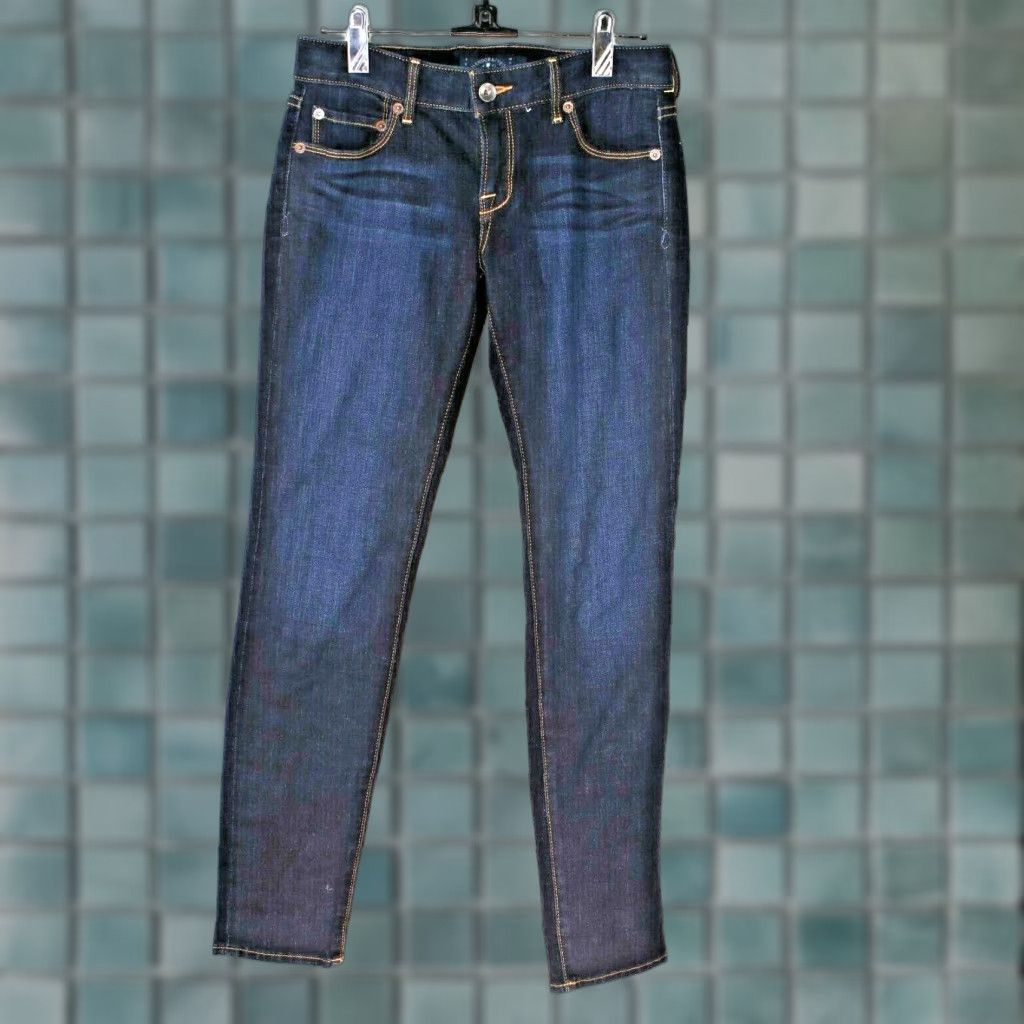Lucky Brand Lucky Brand Jeans Ankle Women's Dark Wash Blue 00 26X28 Size Regular Cotton Blend Stretch-Classic Button Logo Rise Low 28 Inseam 28" - 26x28 Size 26" / US 2 / IT 38 - 1 Thumbnail