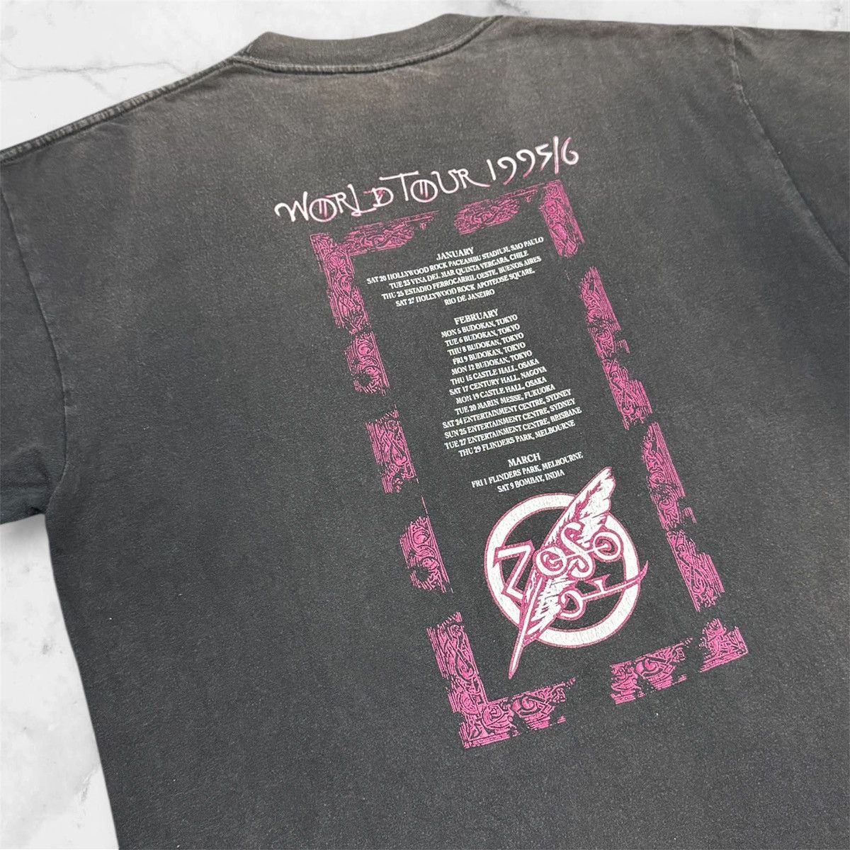 Band Tees Vintage 90s Jimmy page/Robert plant World Tour Fadeless Tees Size US L / EU 52-54 / 3 - 7 Thumbnail