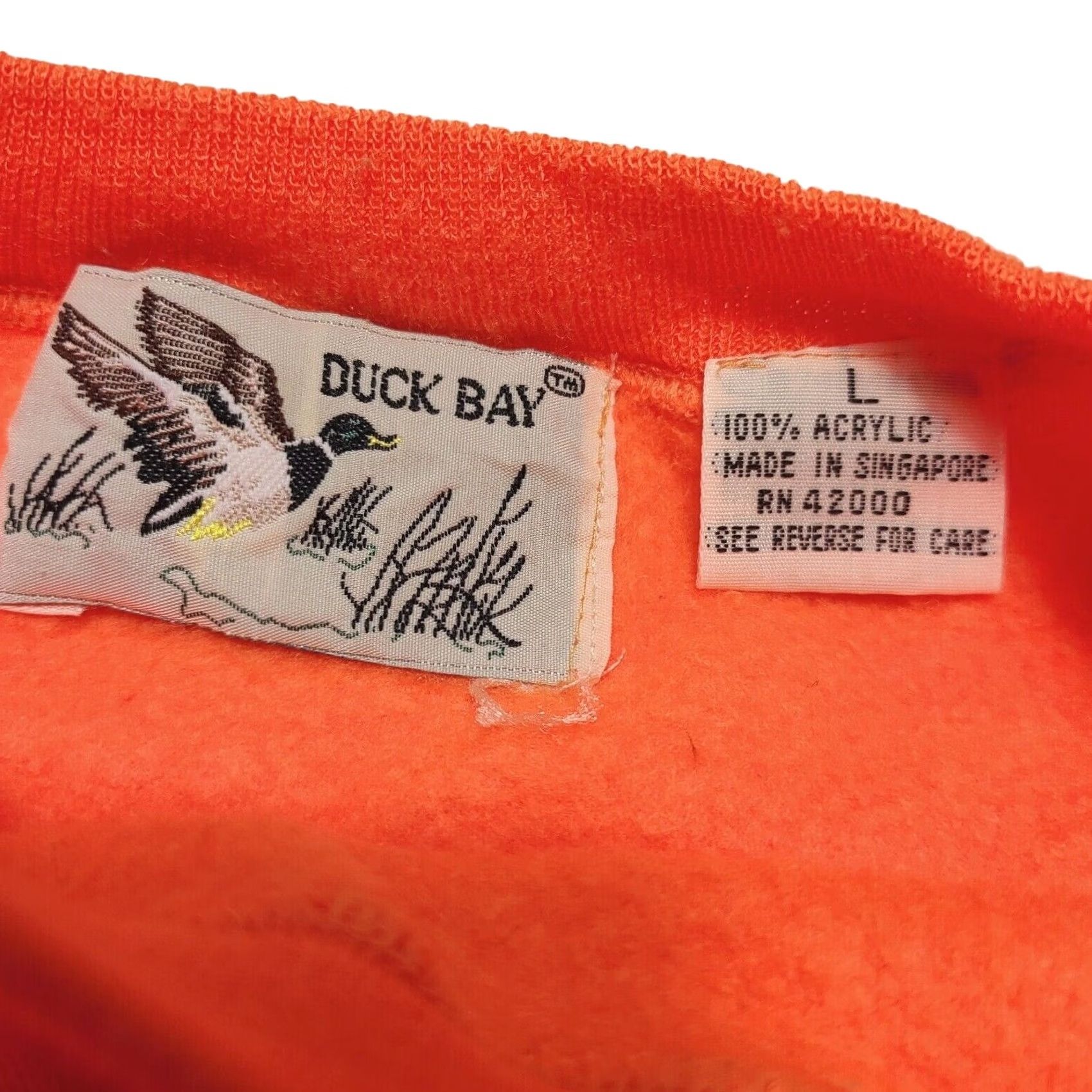Vintage VINTAGE Duck Bay Hunting Orange Sweatsuit Outfit/Set Men's L/M Acrylic Blank 90's Orange Sweatshirt Pants size Large Medium Mens Size US 33 - 3 Thumbnail