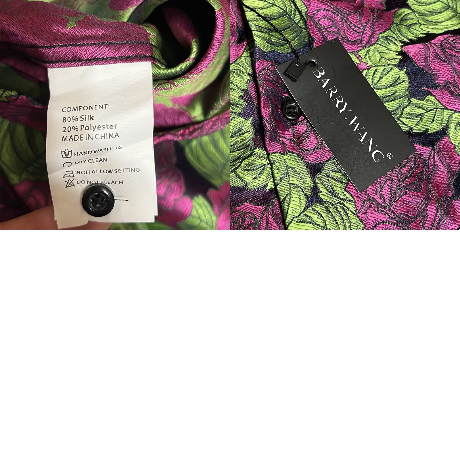 Vintage Barry Wang Shirt Men's XXL Silk Blend Jacquard Floral Flower Print Long Sleeve Size US XXL / EU 58 / 5 - 8 Thumbnail